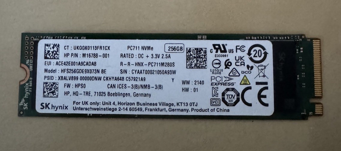 SK Hynix PC711 256GB NVMe M.2 2280 PCIe SSD
