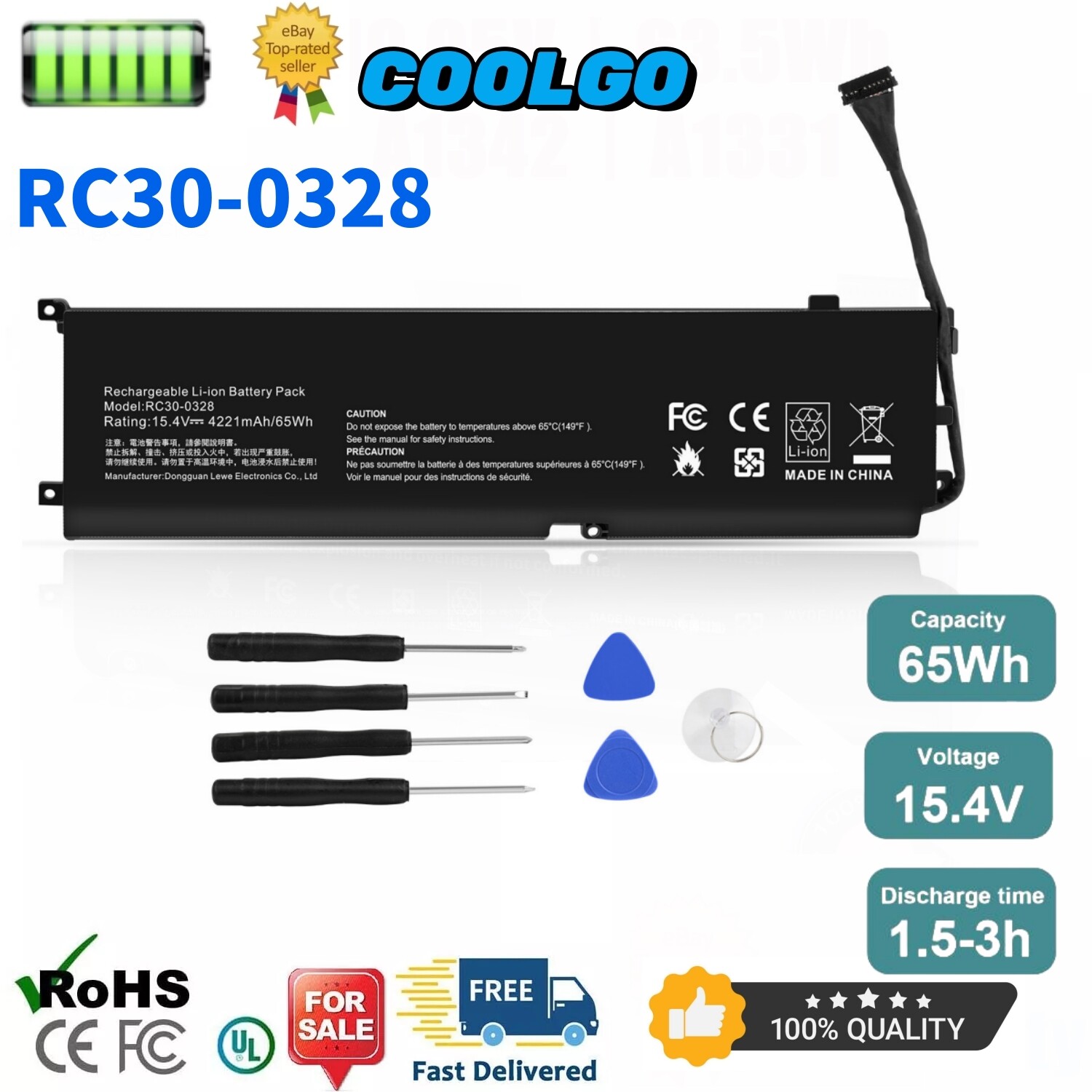 ✅RC30-0328 BATTERY FOR RAZER BLADE 15 BASE 2020 2021 RZ09-0328 RZ09-0369 65WH