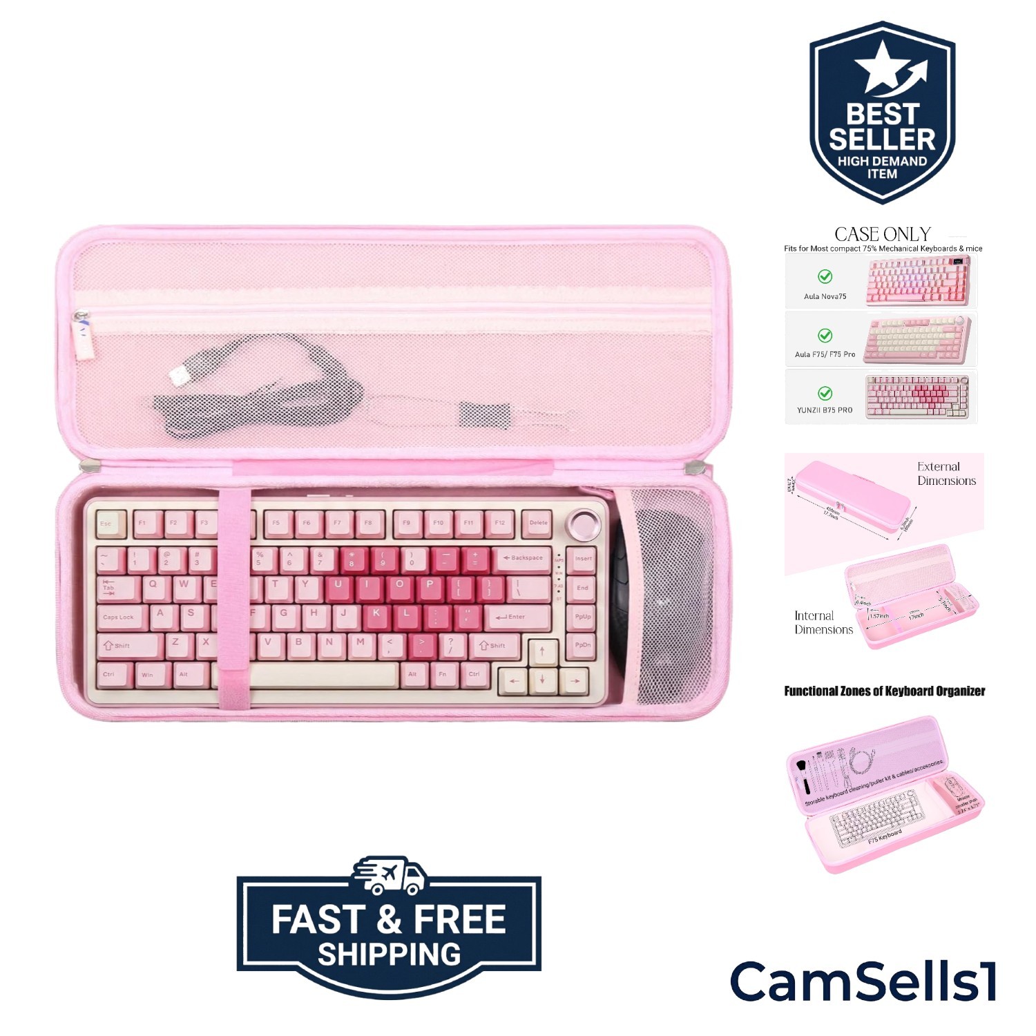 F75 Keyboard Case for Aula F75 Pro/F 75/ F 75 MAX for YUNZII B75 PRO for Nova...