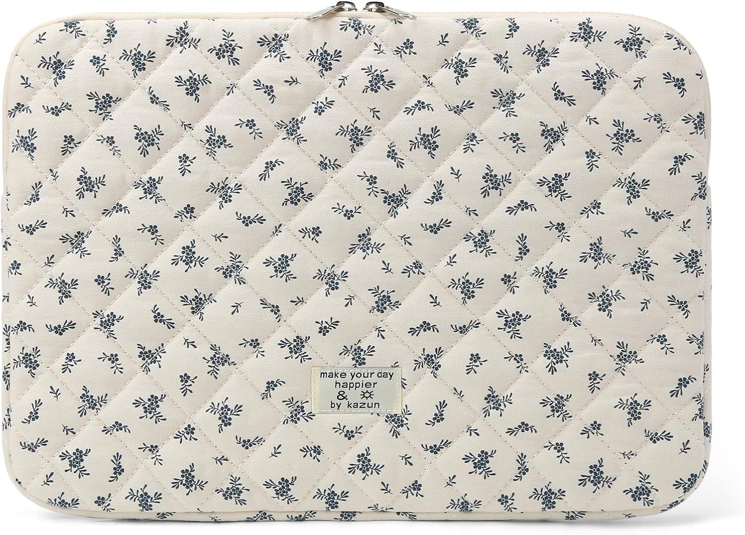 Puffy Laptop Sleeve 13-15.6 Inch Cute Quilted Laptop Protective Case Padded Flor