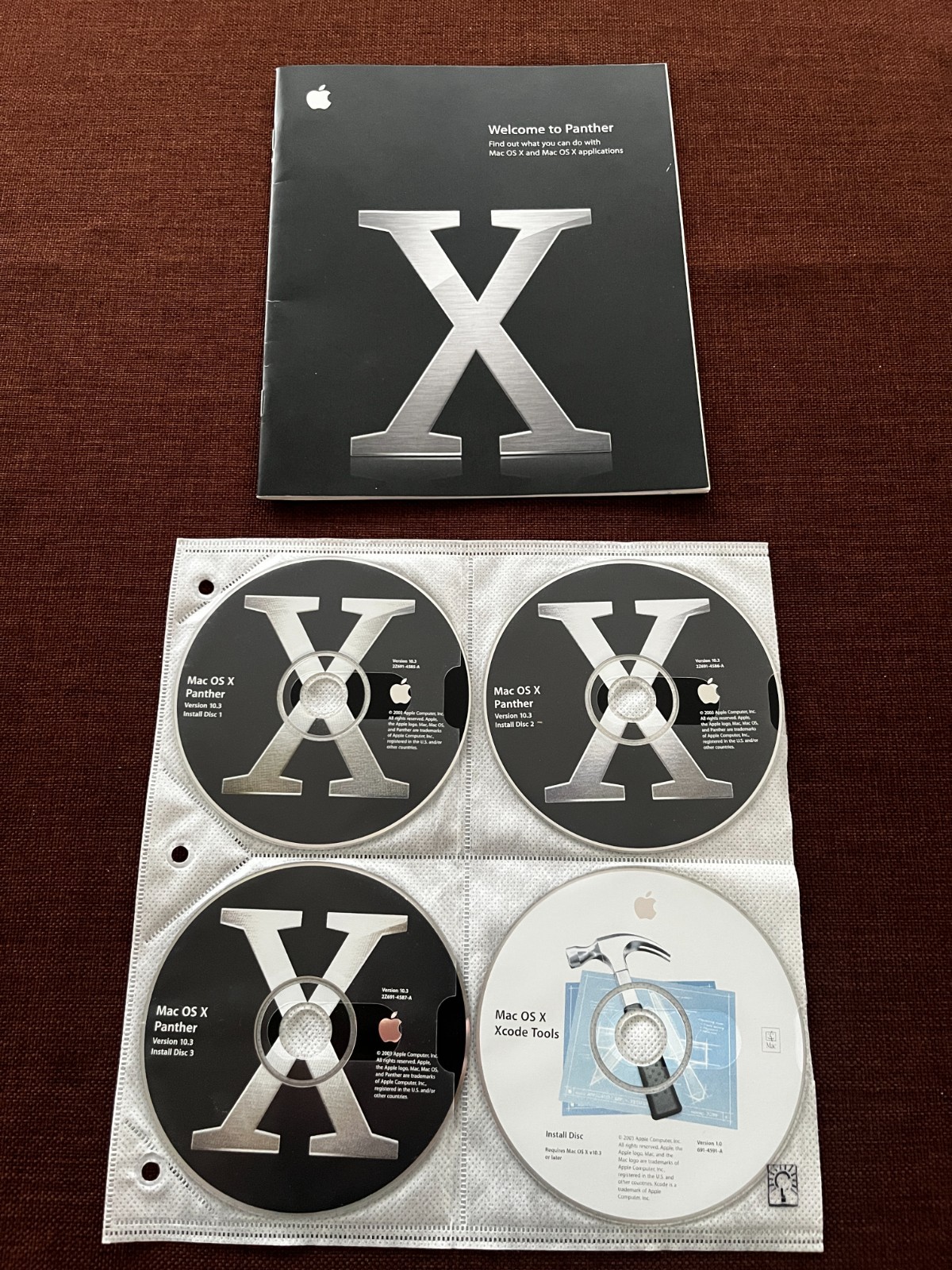 Complete Apple Mac OS X 10.3 Panther 2003 4 Disks 2Z691-4587-A