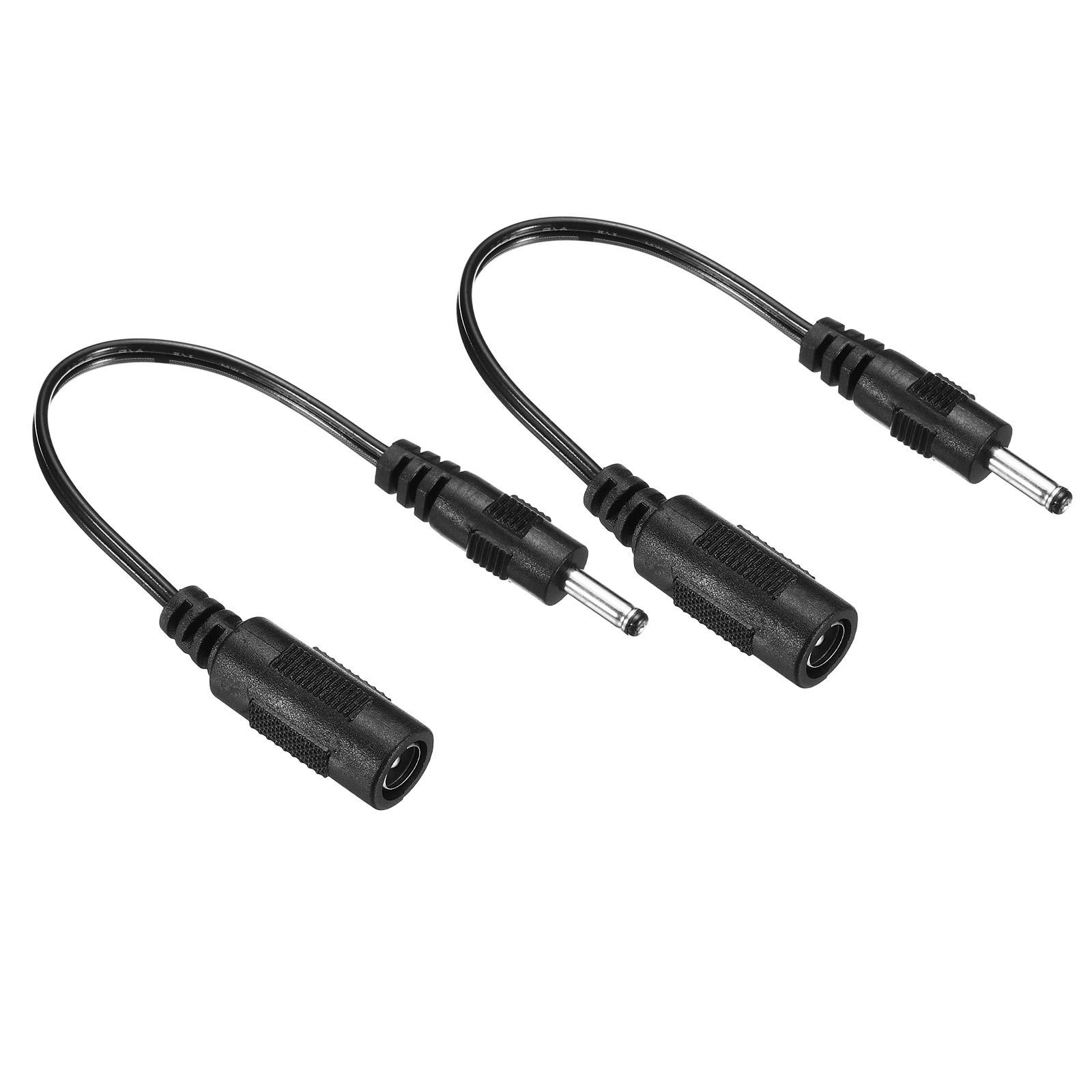 2Pcs DC 5.5x2.1mm Female to 3.5x1.35mm Male Extension Cable Adapter Cord Black