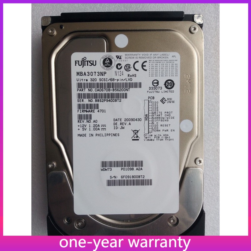 Fujitsu Server Hard Disk FUJITSU MBA3073NP 73GB 68-pin SCSI 15K U320