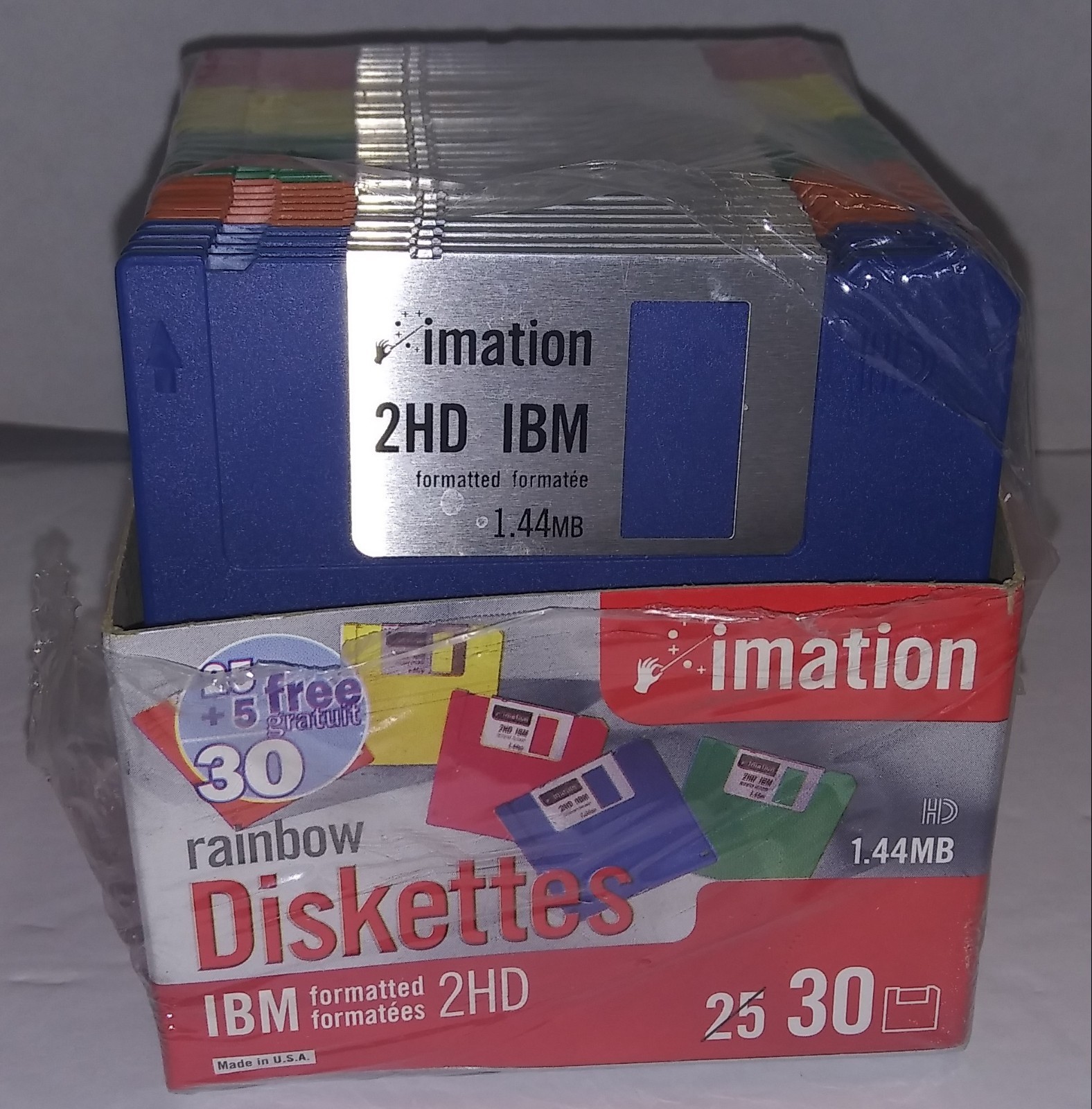 Imation Rainbow 3.5” Floppy Diskettes IBM 2HD OPEN BOX ONLY 28 Disks Present Vtg