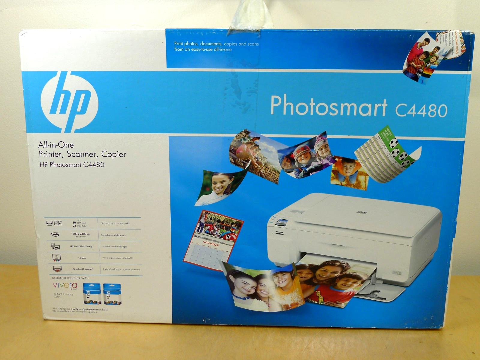 NIB HP Photosmart C4480 All-in-One Inkjet Printer, Scanner, Copier New in Box