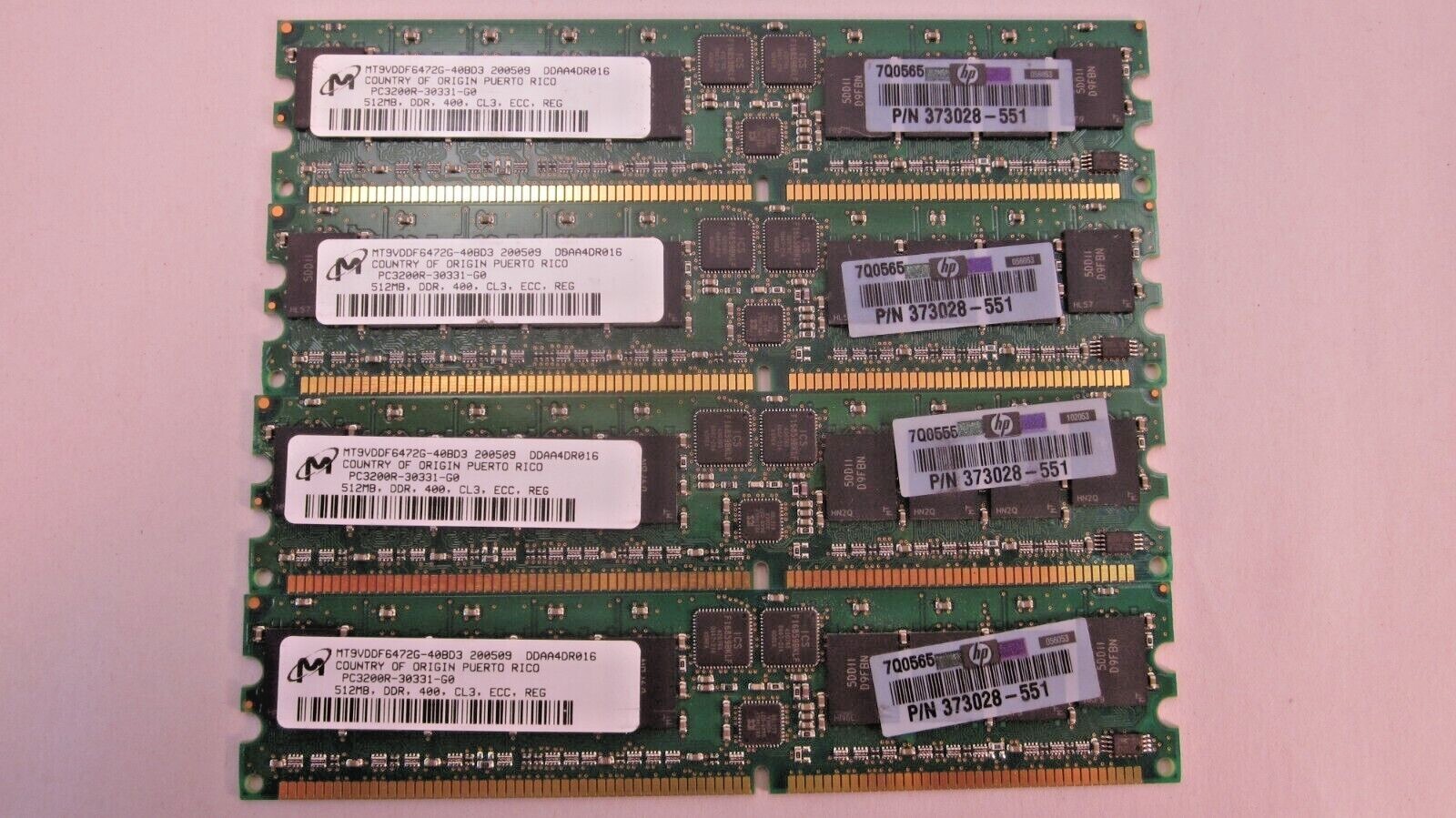 HP 2GB (4x512MB) PC-3200 DDR ECC Reg CL3 184-pin Memory Module 373028-551 4 PCS