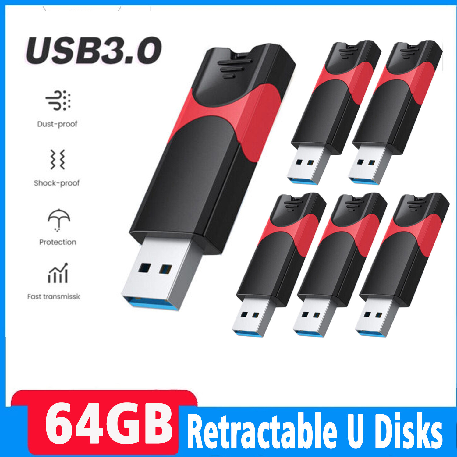 Wholesale 64GB USB 3.0 Flash Drive USB Memory Stick Push Retractable Thumb Drive