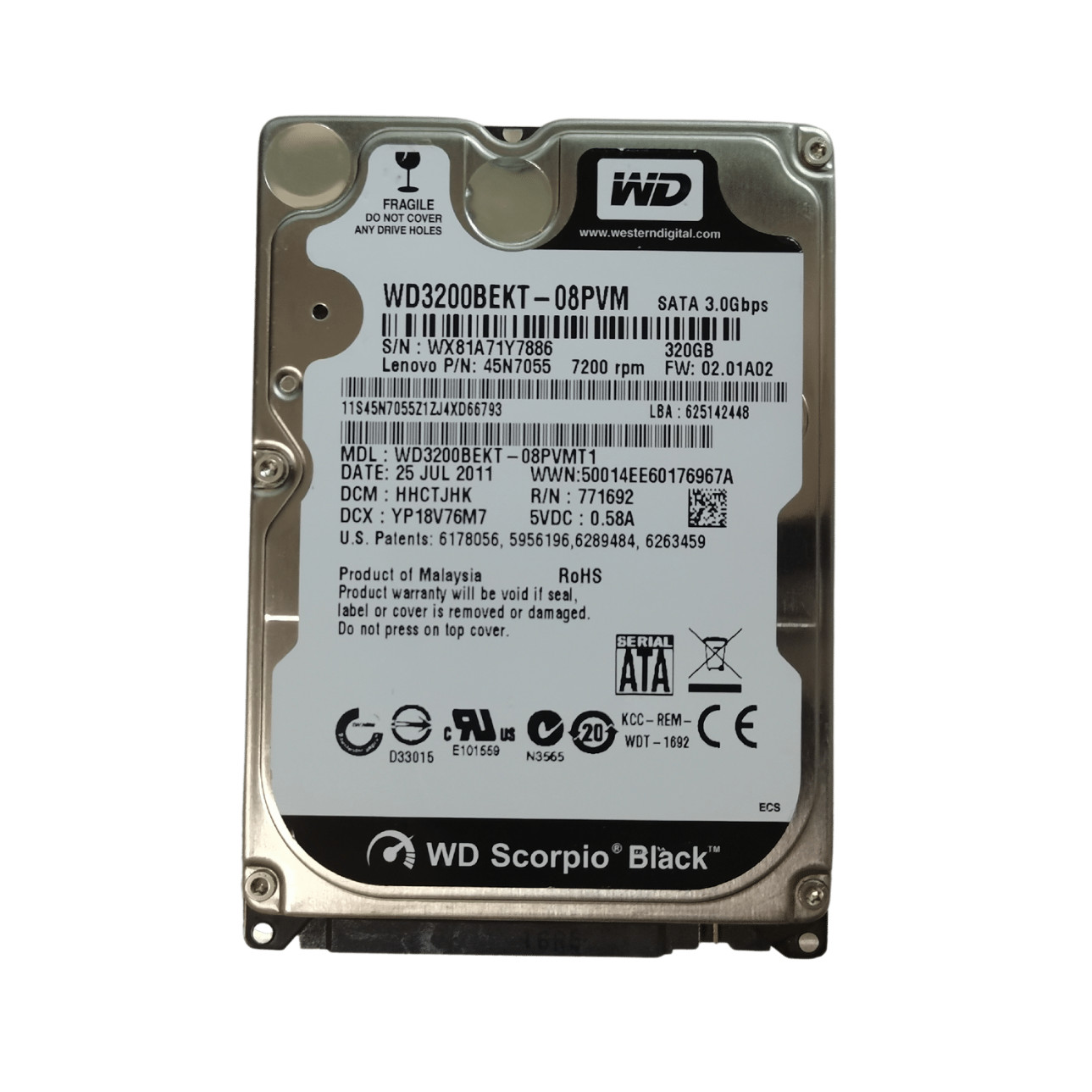 WD WD3200BEKT 320G notebook computer hard drive, 2.5-inch, 7200 rpm enterprise