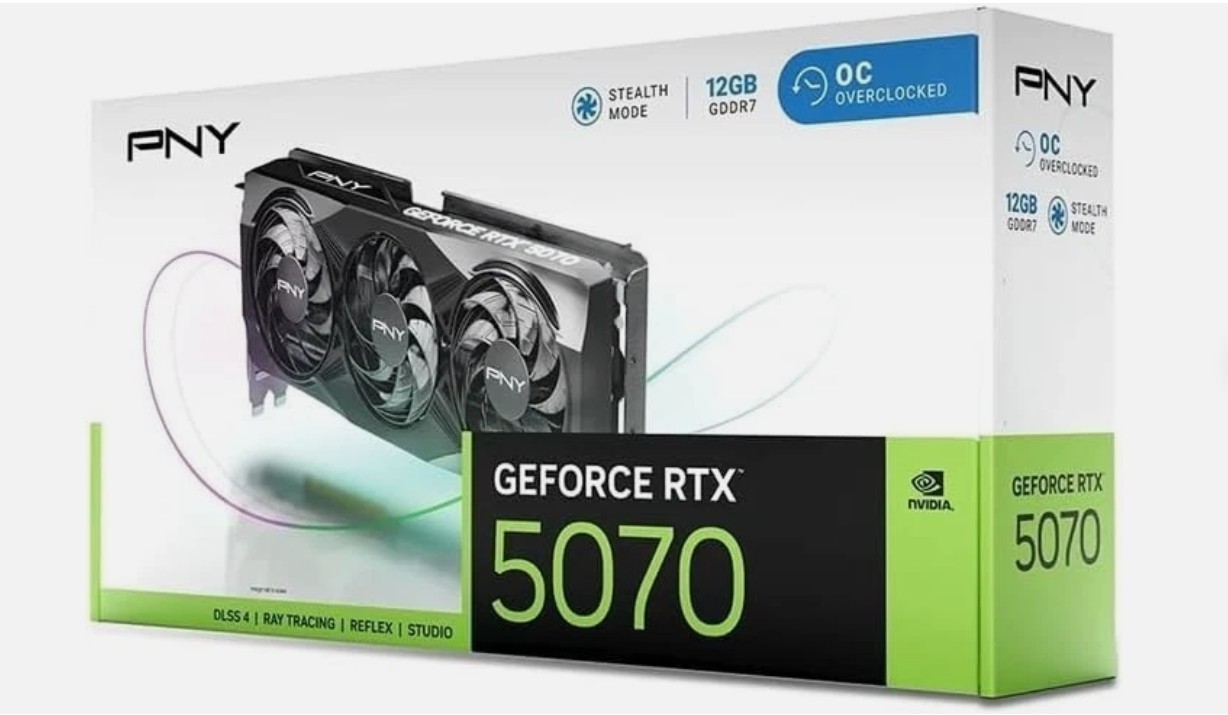 PNY NVIDIA GeForce RTX™ 5070 OC Triple Fan, Graphics Card 12GB GDDR7
