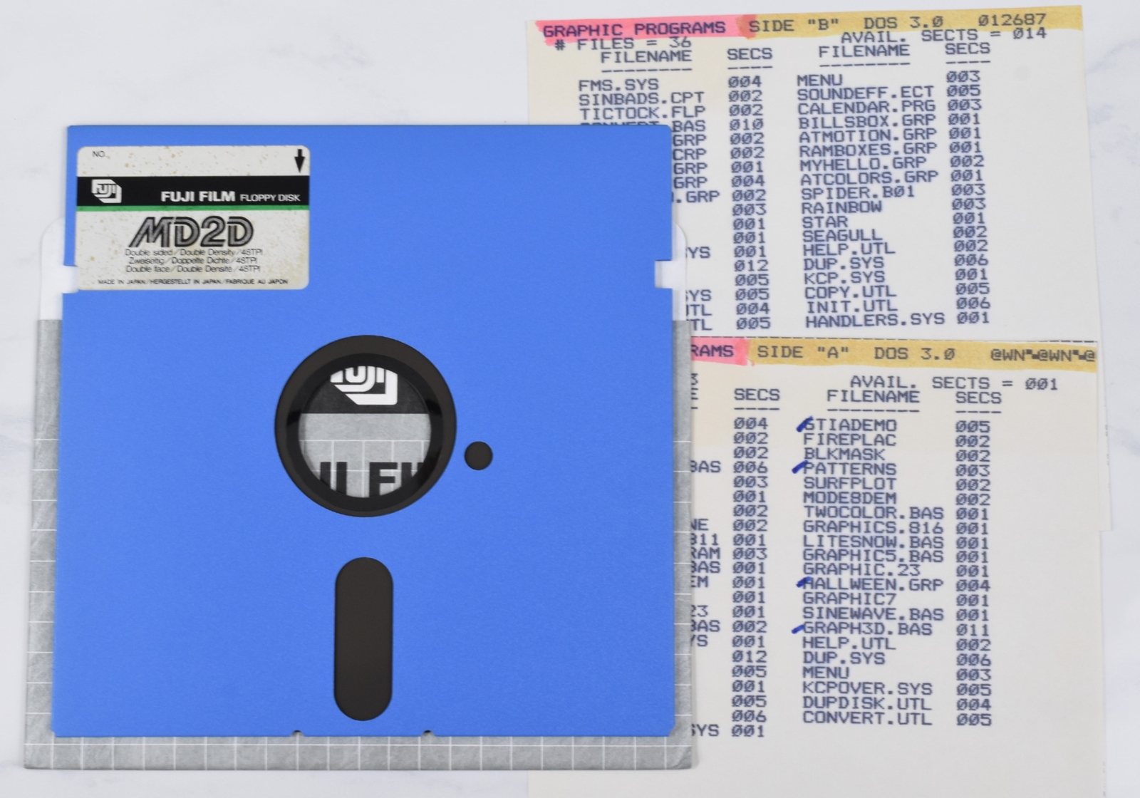 Vtg Fuji Computer Floppy Disk - Collectible (Atari, DOS 3.0, Graphic Programs)