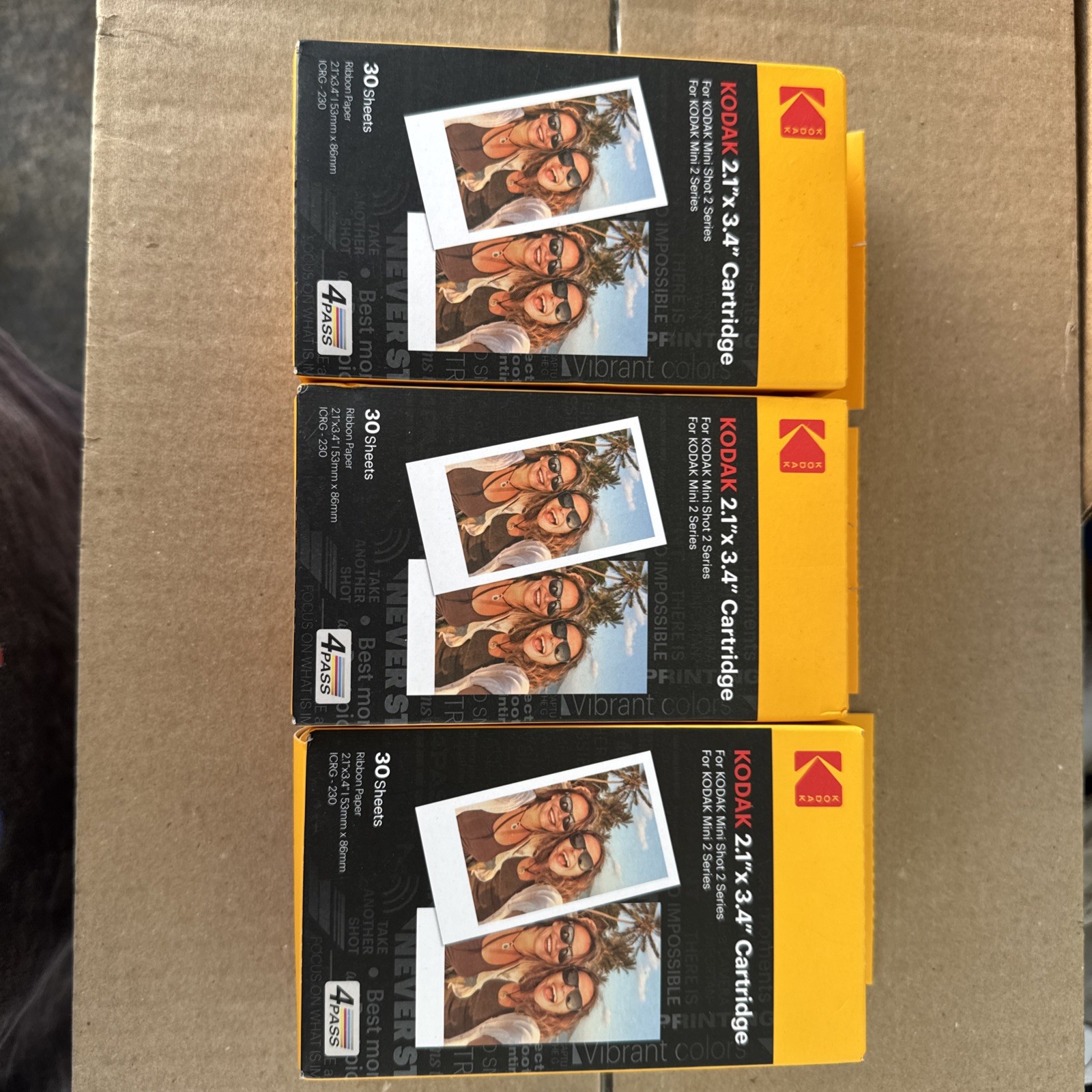 Lot Of 3 Pack Kodak Cartridge 2.1 X 3.4 90 Sheets Total For Kodak Mini