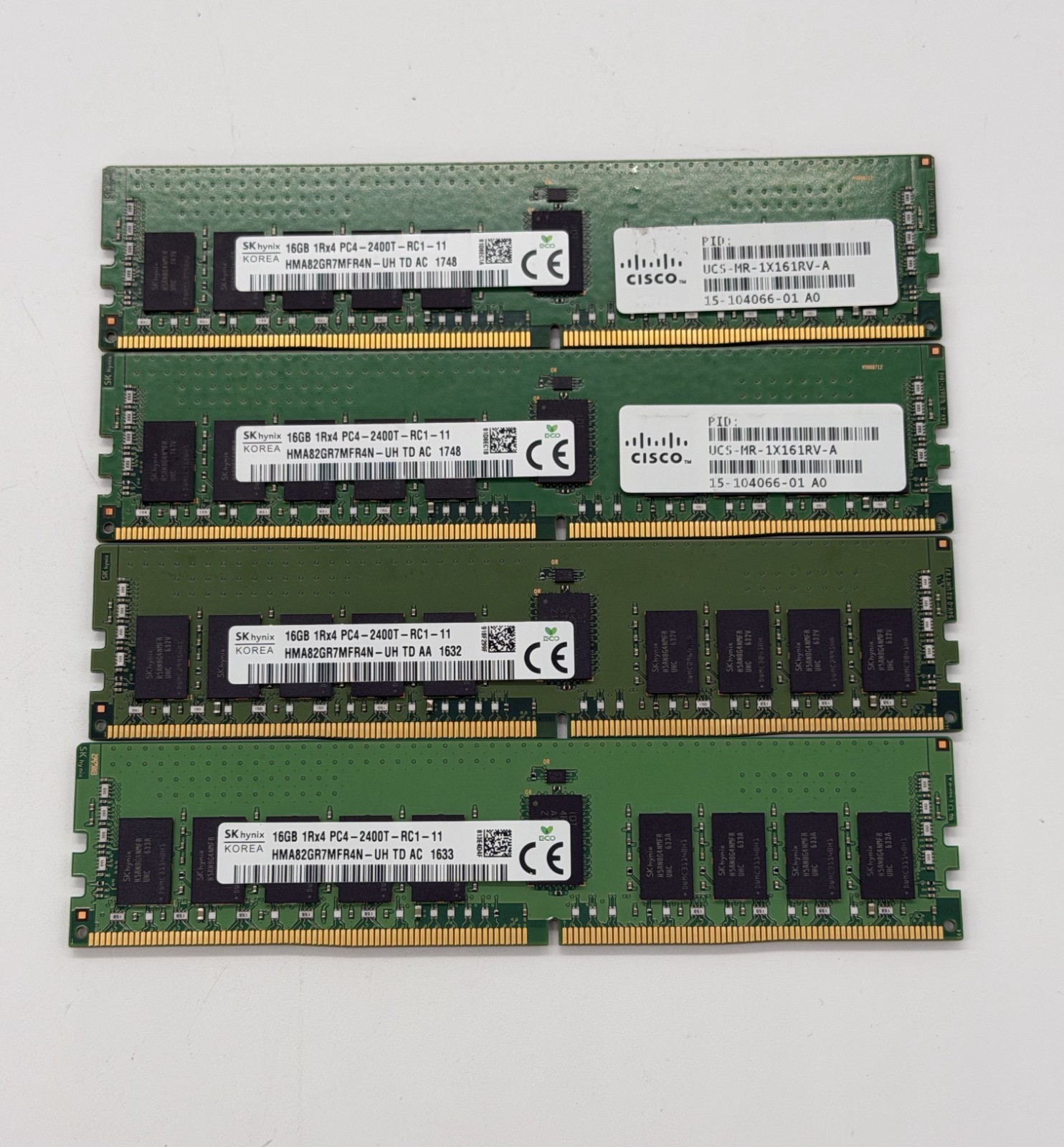 64GB KIT SK HYNIX HMA82GR7MFR4N-UH PC4-2400T-RC1-11 ECC RDIMM TESTED LOT 16GBX4