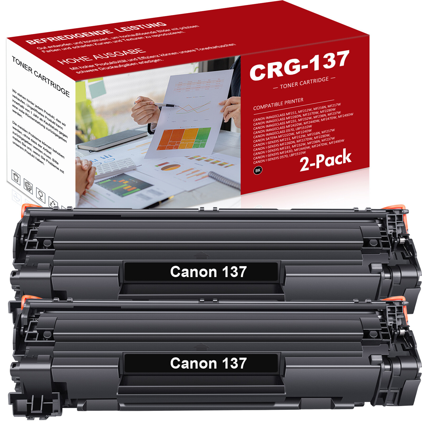 2x CRG-137 For Canon 137 Toner Cartridge ImageClass MF236n MF232w MF212w Printer