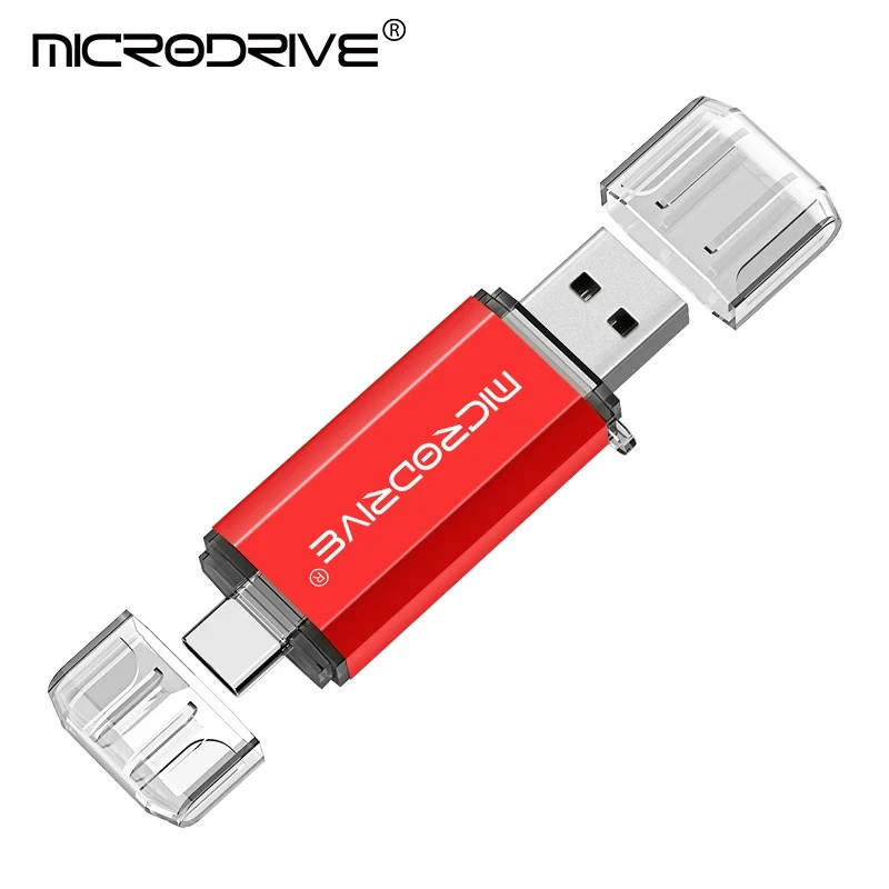 Type-C USB Flash Drive Metal OTG Pen Drive 16 32 64 128GB Memory Stick Dual Port
