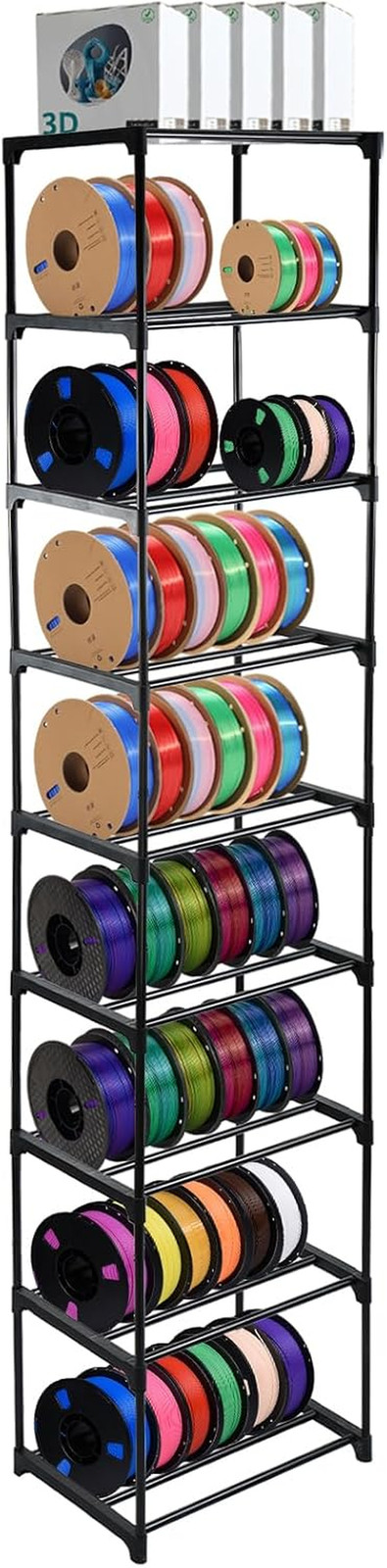 9-Tier Metal 3D Printer Filament Storage Rack, 16.5" X 12" X 80.7" Spool Holder