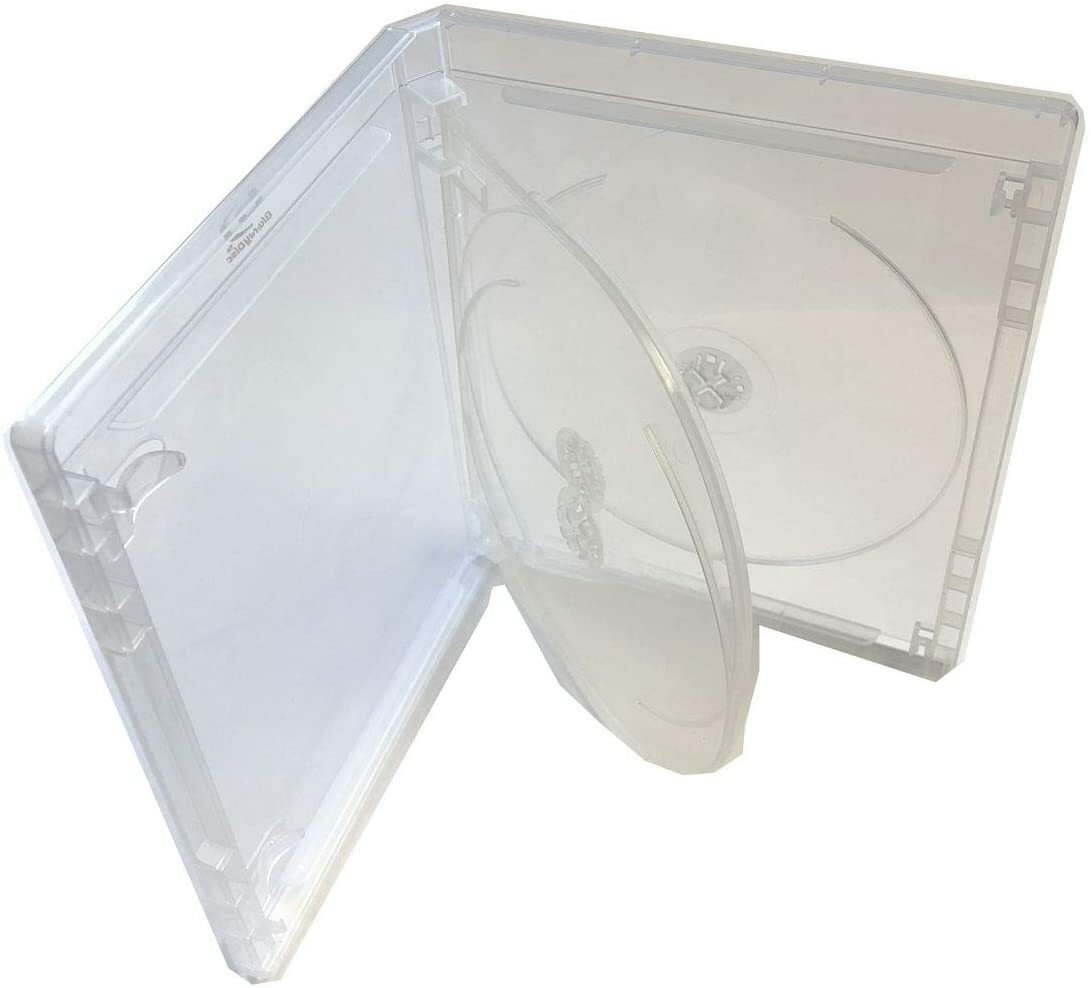 New Clear 1 MegaDisc 15mm Blu-ray Replacement Case Holds 3 Discs (3 Tray) box