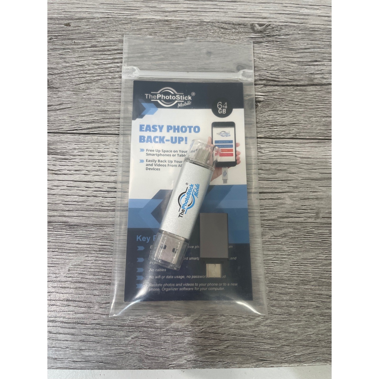 ThePhotoStick Mobile 64GB USB Flash Drive for Android Windows Mac Silver