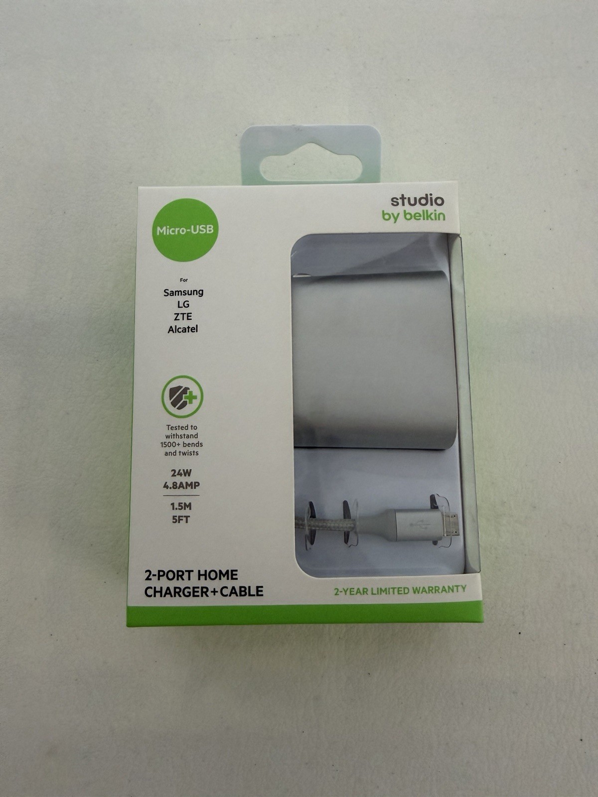 Studio by Belkin 2-Port Home Charger +Cable Micro-USB Cable