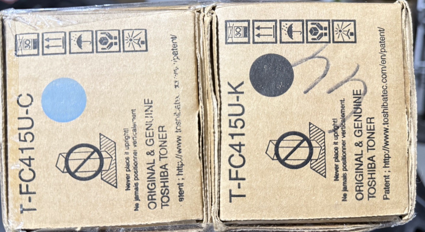 LOT OF 2  Toshiba T-FC415U-C AND T-FC415U-K BLACK/CYAN Toner Cartridge