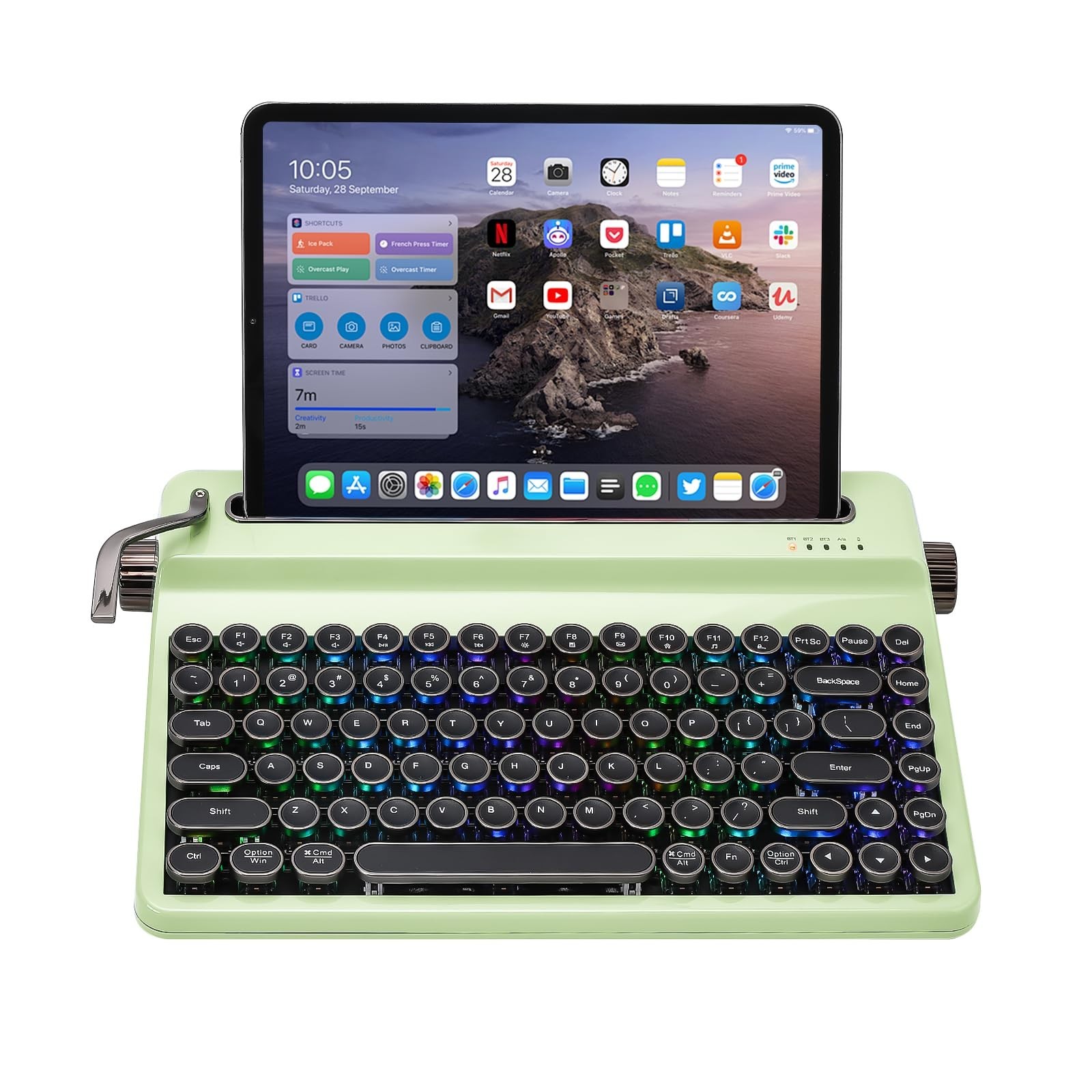YUNZII QL75 Wireless Typewriter Keyboard, Backlit, Hot Swap, Retro, Mechanical