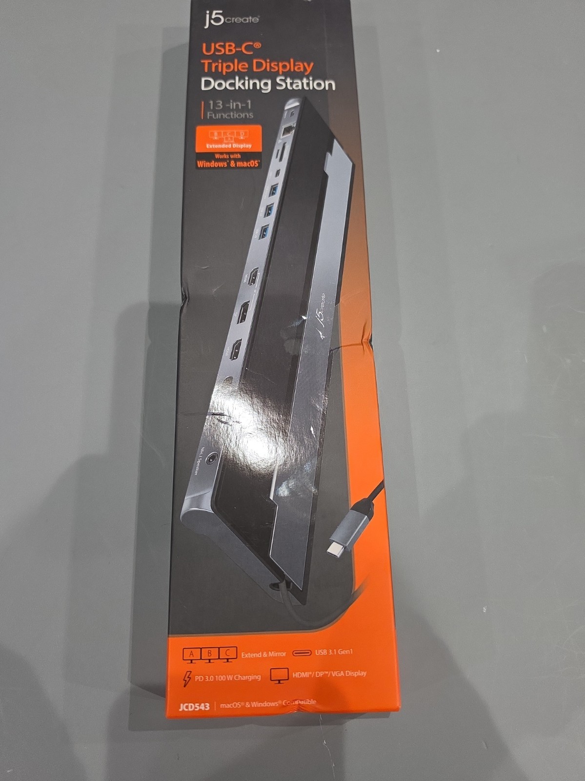 j5create JCD543 USB-C Triple Display Docking Station with 100W PD Fast Charging
