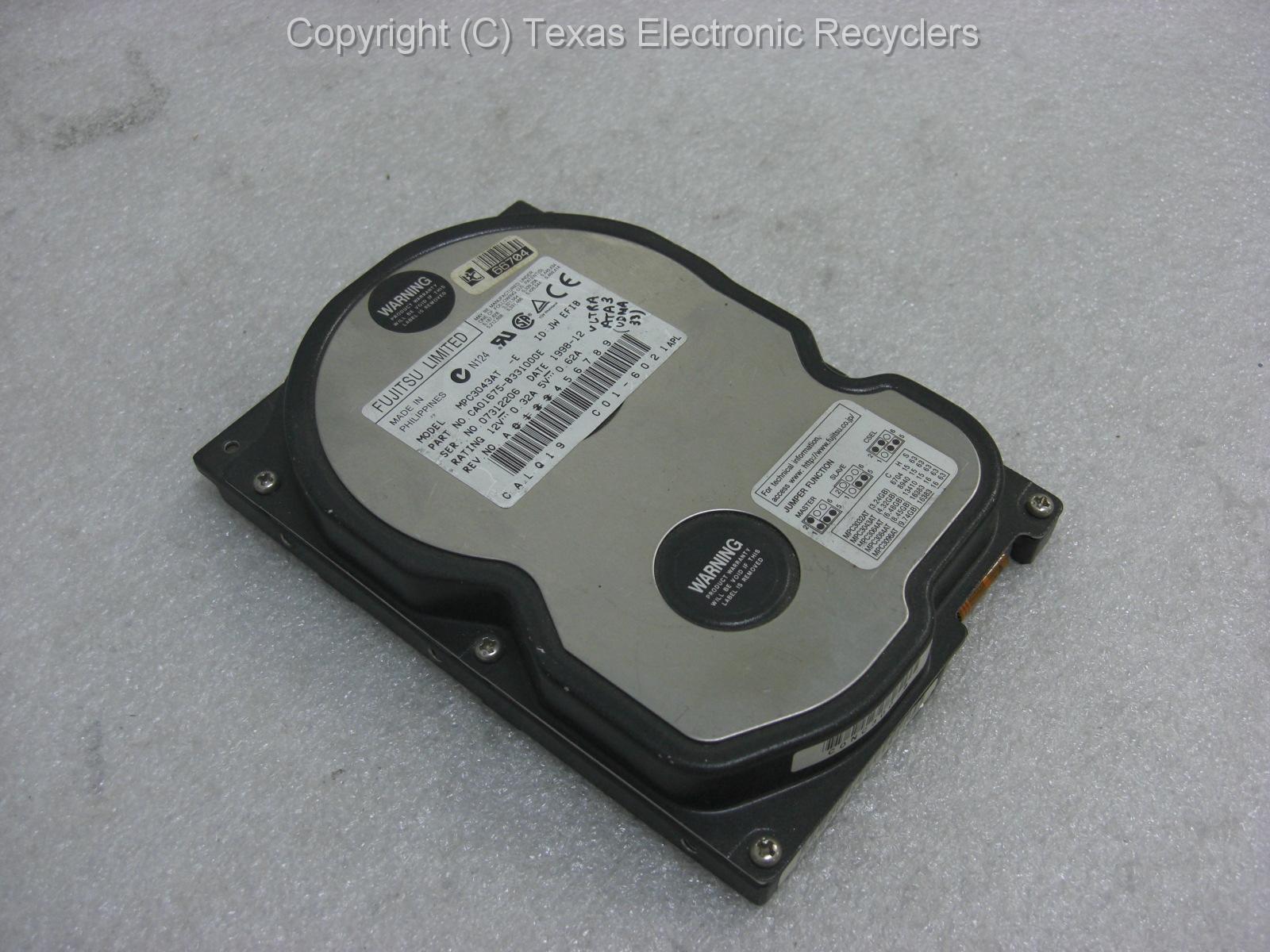 Fujitsu mpc3043at ca01675-b331000e 4.32GB IDE Hard Drive   Tested