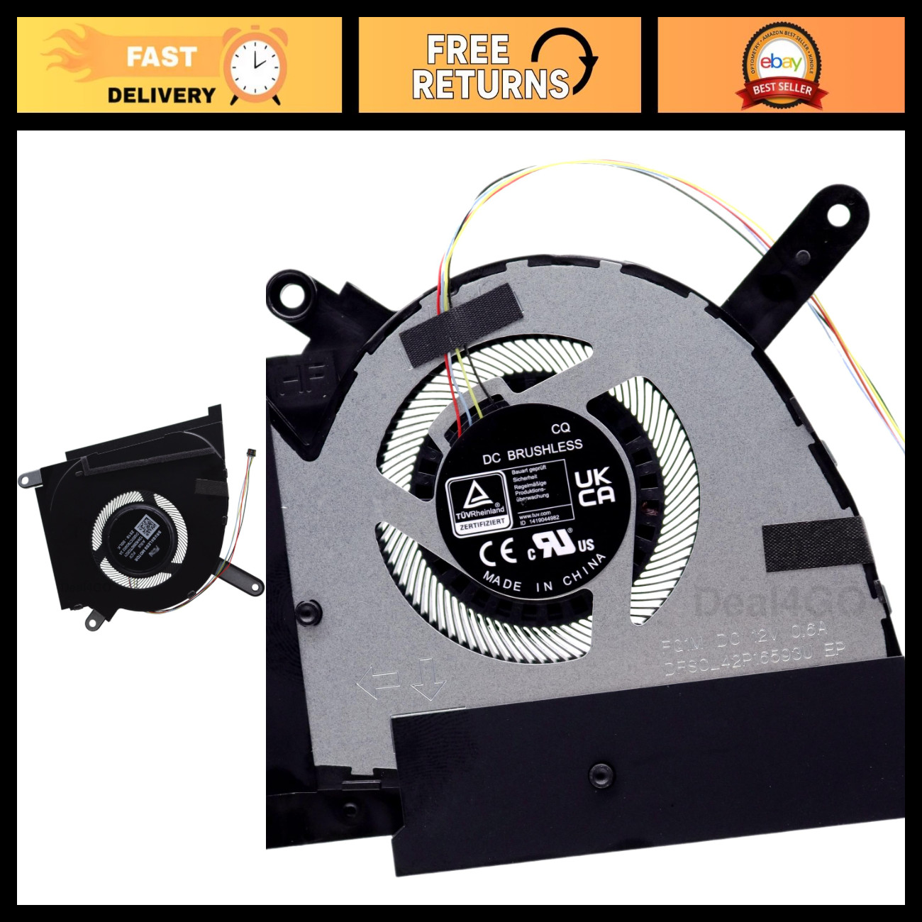 12V GPU Cooling Fan Replacement for ASUS FX517 FX517ZM RTX 3060 3070 - High Perf