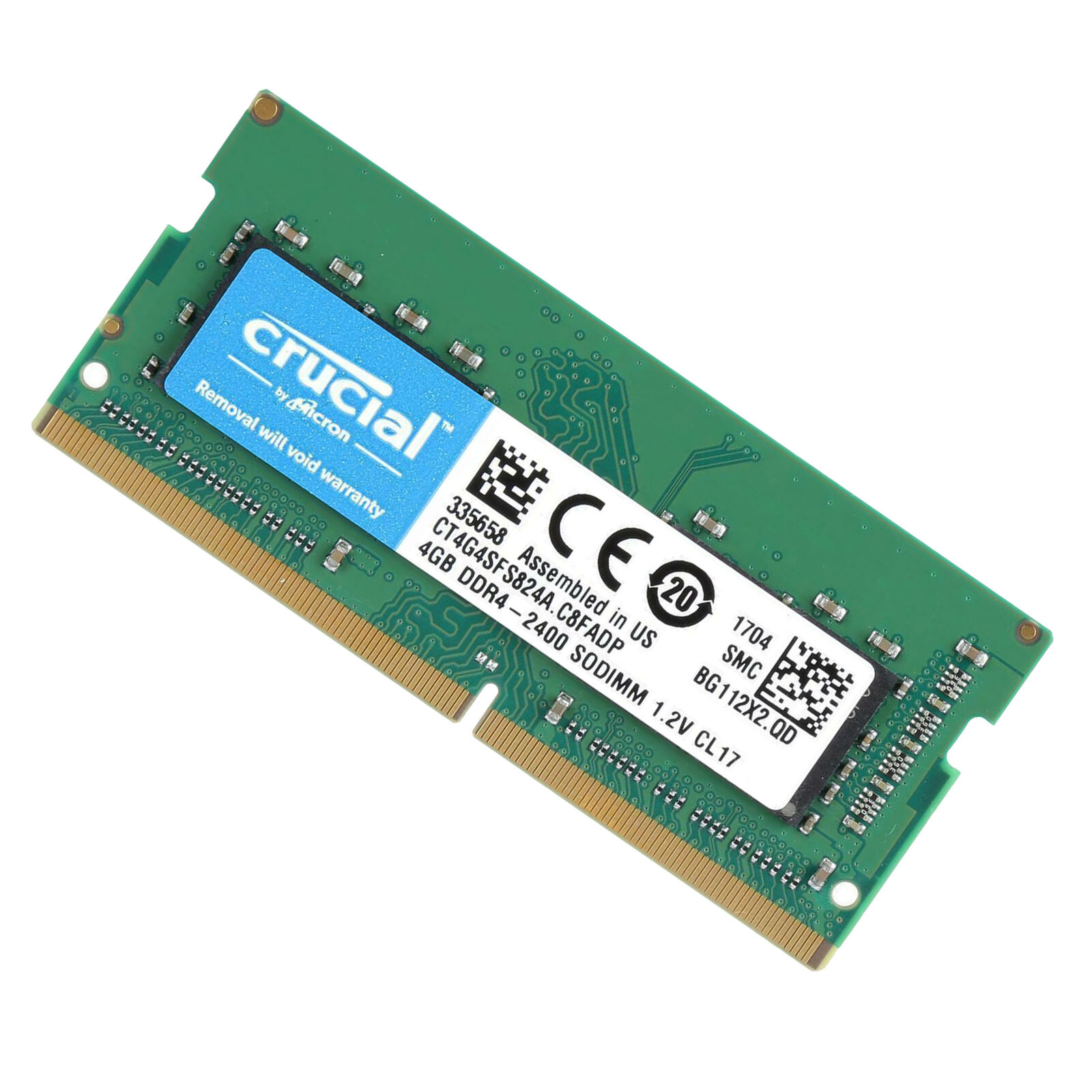 Crucial 4GB DDR4 2400MHz Laptop Memory SODIMM RAM PC4-19200 260-Pin CT4G4SFS824A