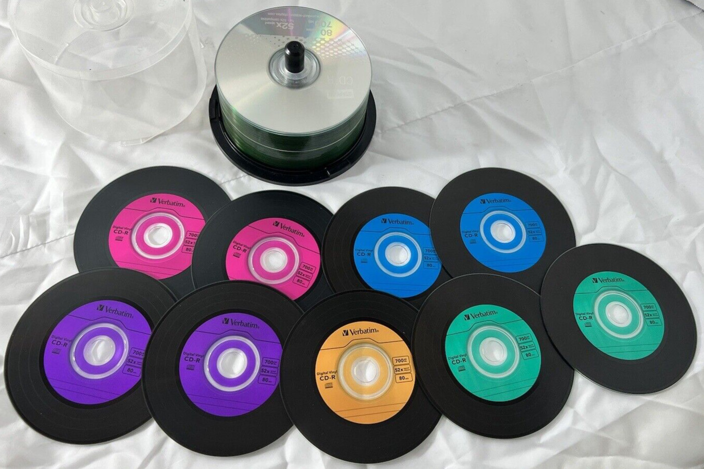 Mixed Lot with case 53 CD-R/80min/700mb/52x speed Discs &9 Verbatim CD-R