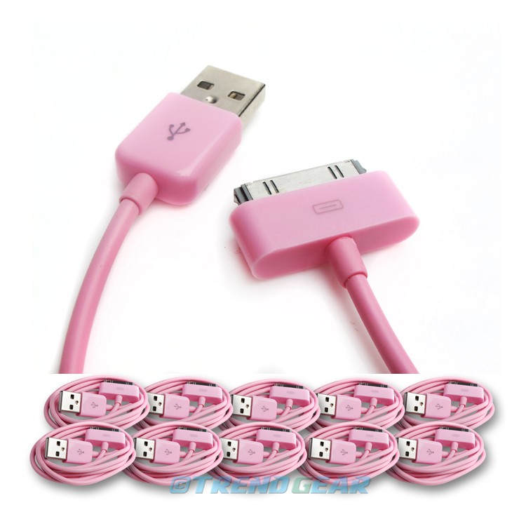 10 PCS USB SYNC DATA POWER CHARGER CABLE NEW IPAD IPHONE IPOD CLASSIC TOUCH PINK