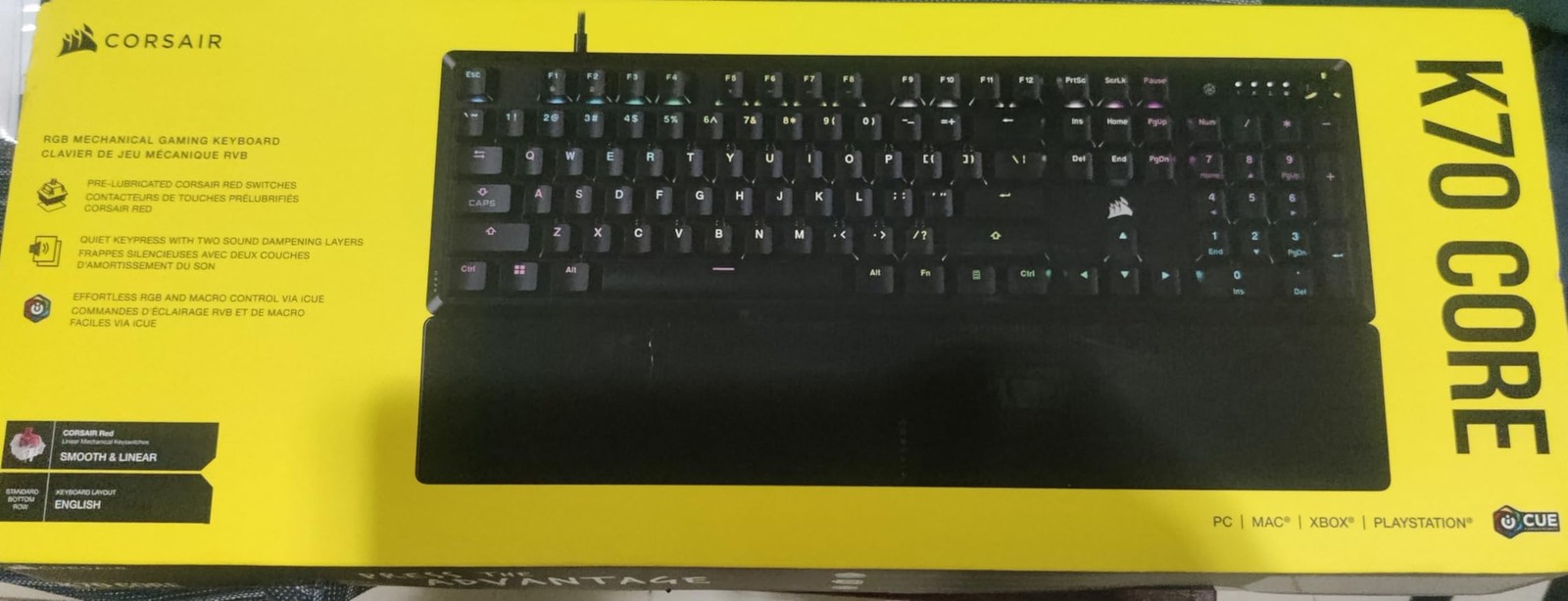 Corsair K70 CORE Gaming Keyboard, MLX Red, Double-Shot PBT, RGB, Black