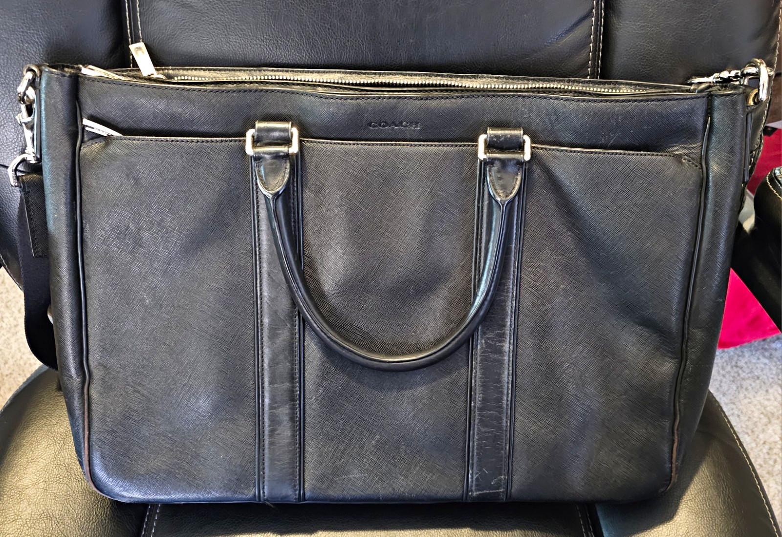Coach Lexington Saffiano Metro Leather Briefcase Adjustable Strap 