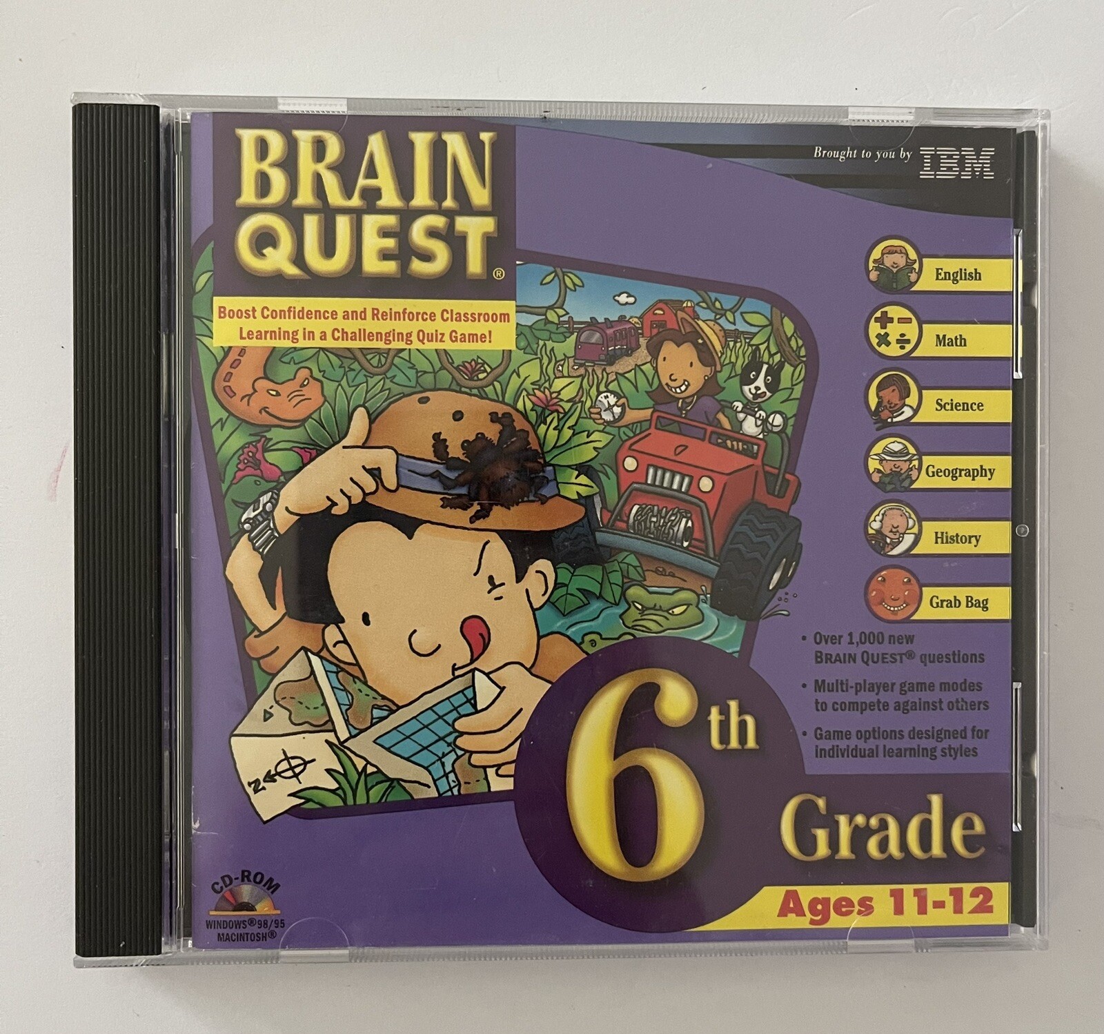 Vtg Brain Quest 6th Grade CD-ROM All Classic Subjects Homeschool Tool 1999 IBM