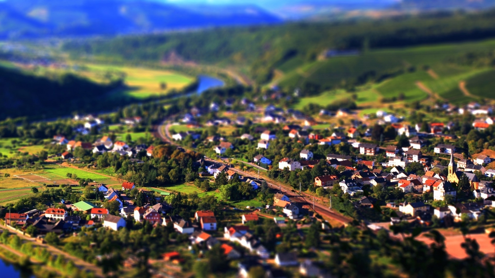 Landscape tilt shift Custom Gaming Mat Desk