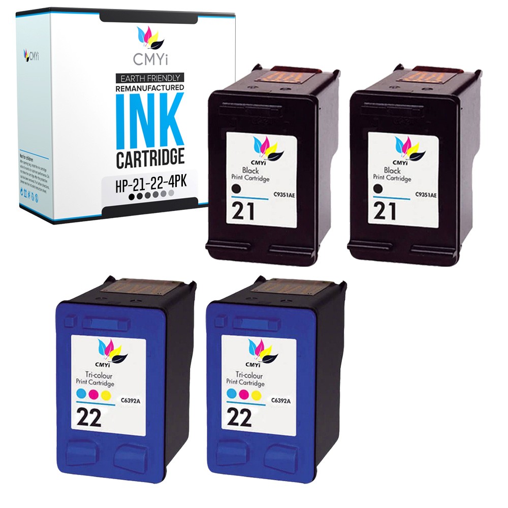 4-Pack CMYi Replacement HP Ink 21 22 Cartridges for HP OfficeJet 4315 4350 J3508