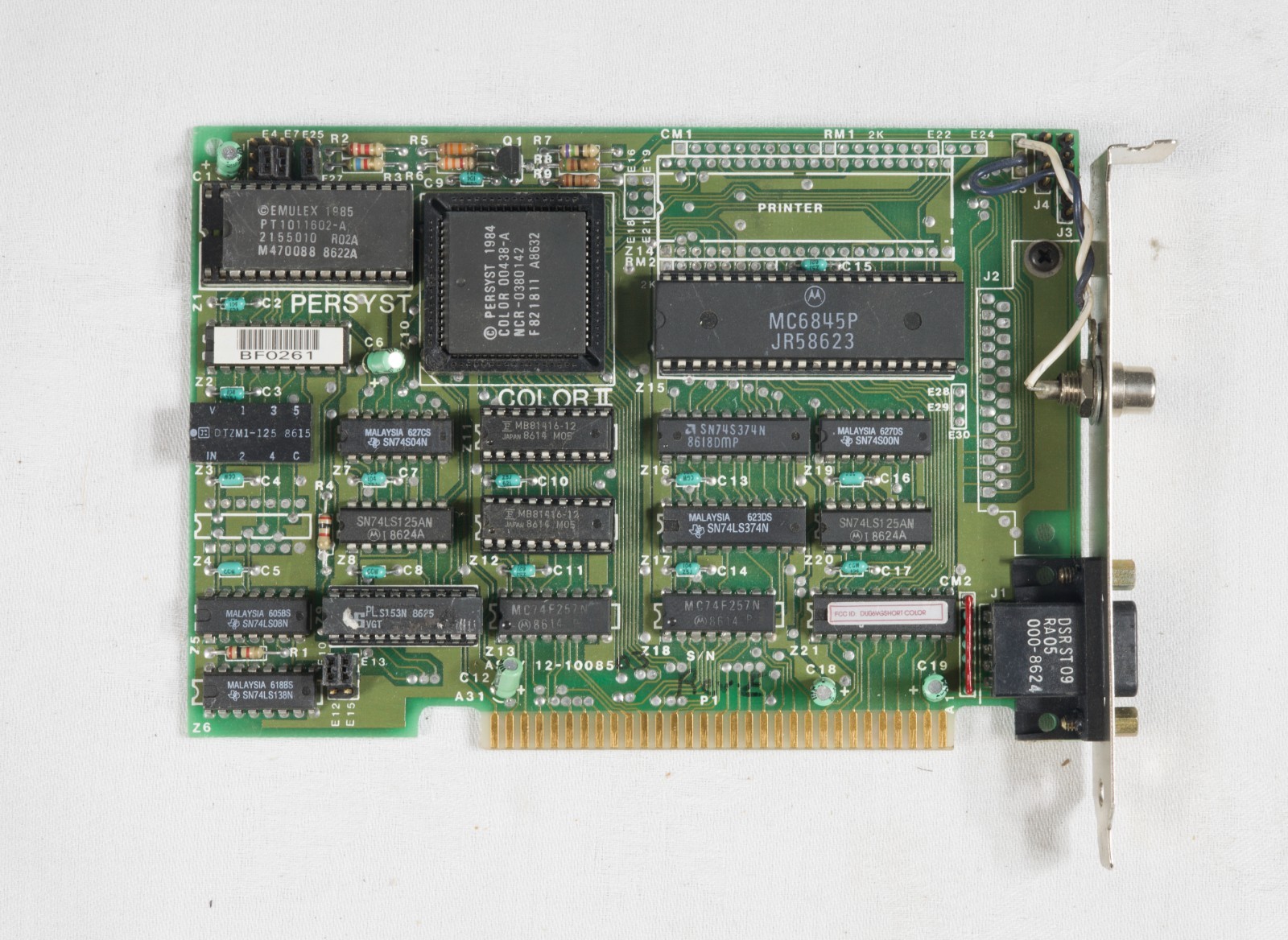 Persyst Color II CGA graphics card 8 bit ISA tested ISAE20