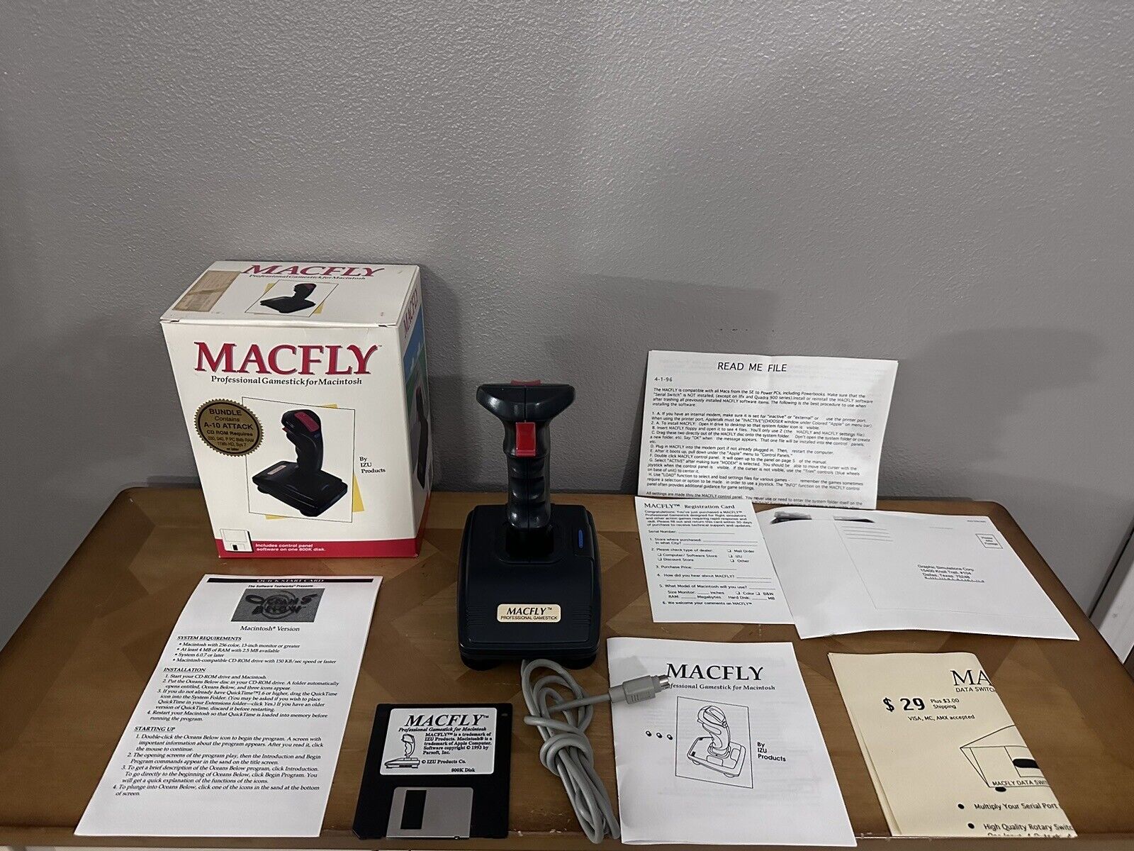 MACFLY PROFESSIONAL GAMESTICK FOR MACINTOSH Apple W/ Floppy Disc Vintage 90s