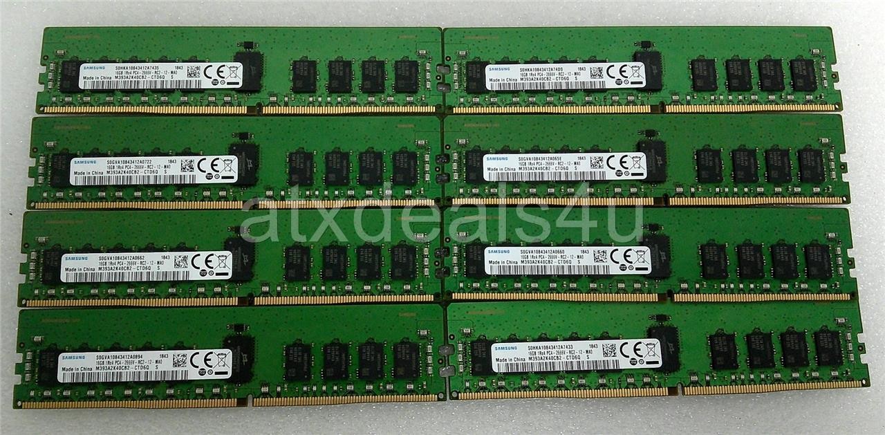 Samsung 128GB (16GBx8) 16GB 1Rx4 PC-3200AA M393A2K40DB3 DDR4 SDRAM Server Memory