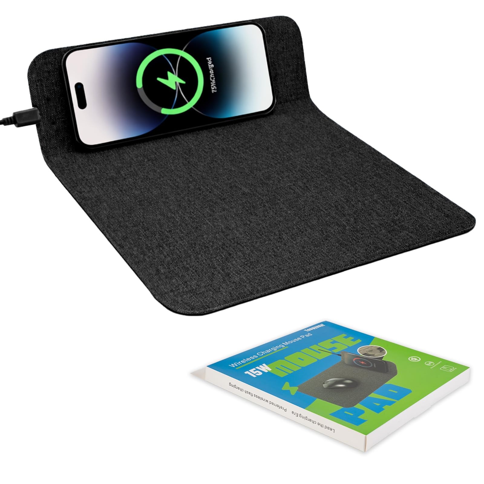 Fast Wireless Charging Mouse Pad 15W, Office Desk Pad with Ultra-Smooth Surfa...