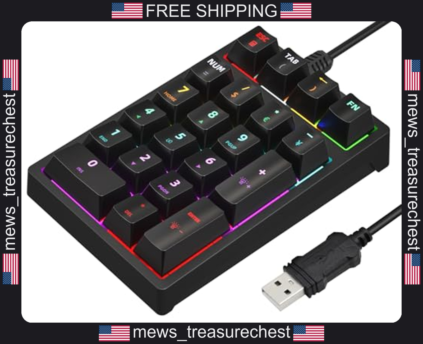 Mechanical Numeric Keypad 21-Key USB Wired for Laptop Desktop PC
