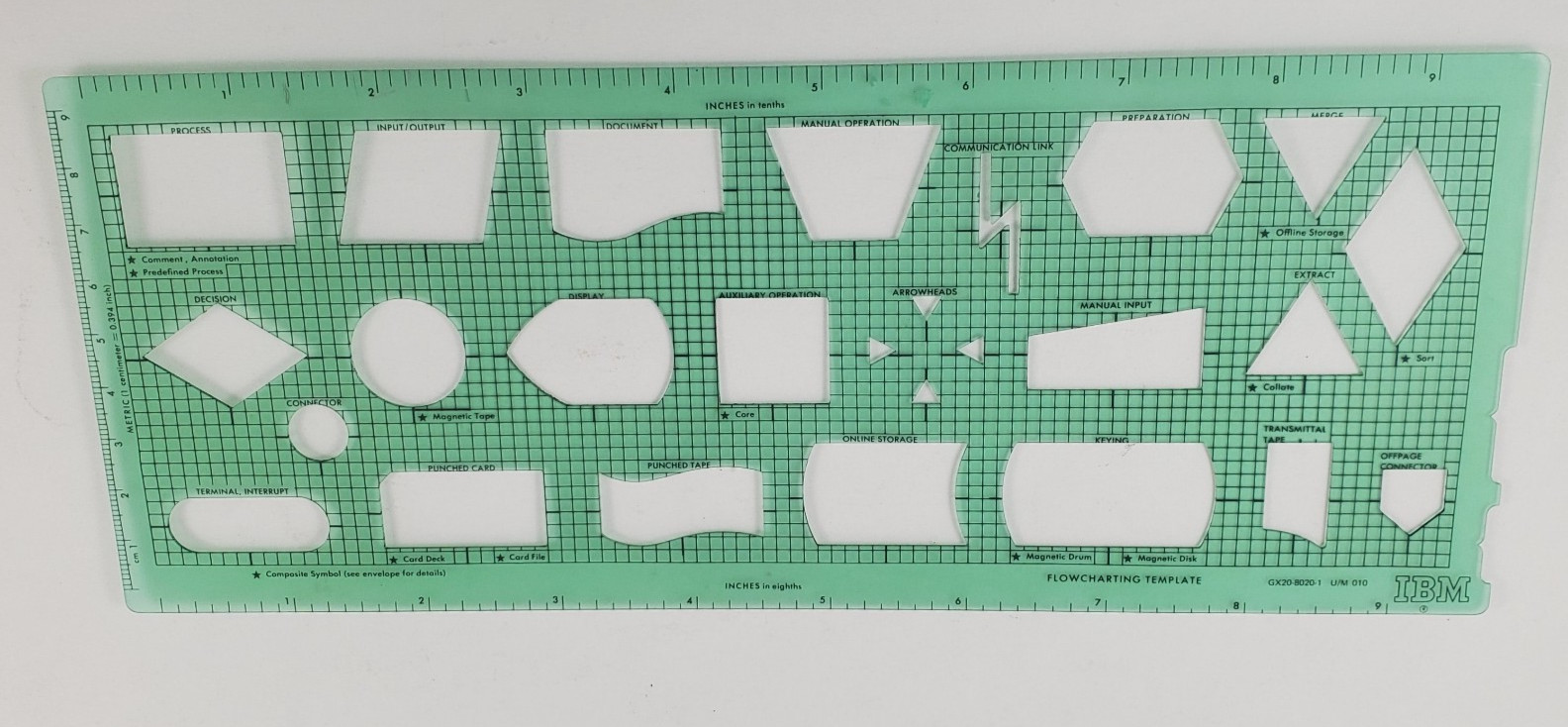 GX20-8020-1 IBM Flowcharting Template without Cardboard Sleeve Excellent VTG 
