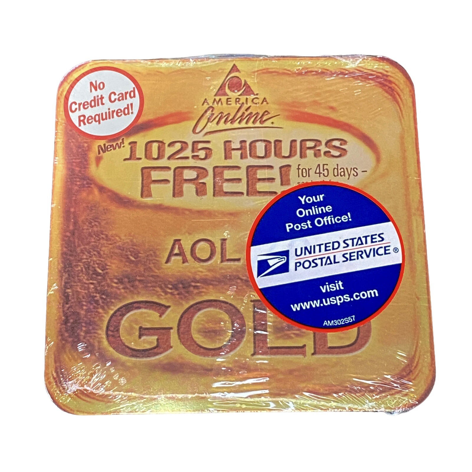 AOL 7.0 Gold 1025 Hours USPS Sticker 2001 CD Computer Software Sealed New