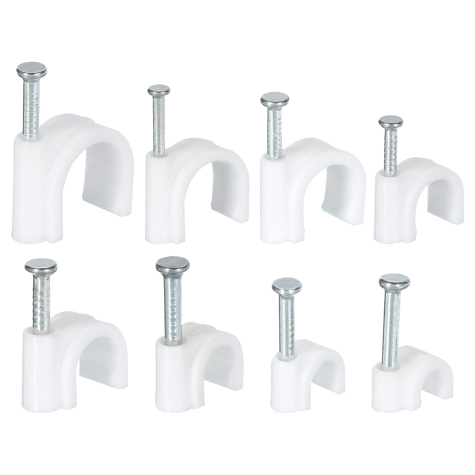 800Pcs Cable Clips with Steel Nail White Round Wire Clip with Steel Nail