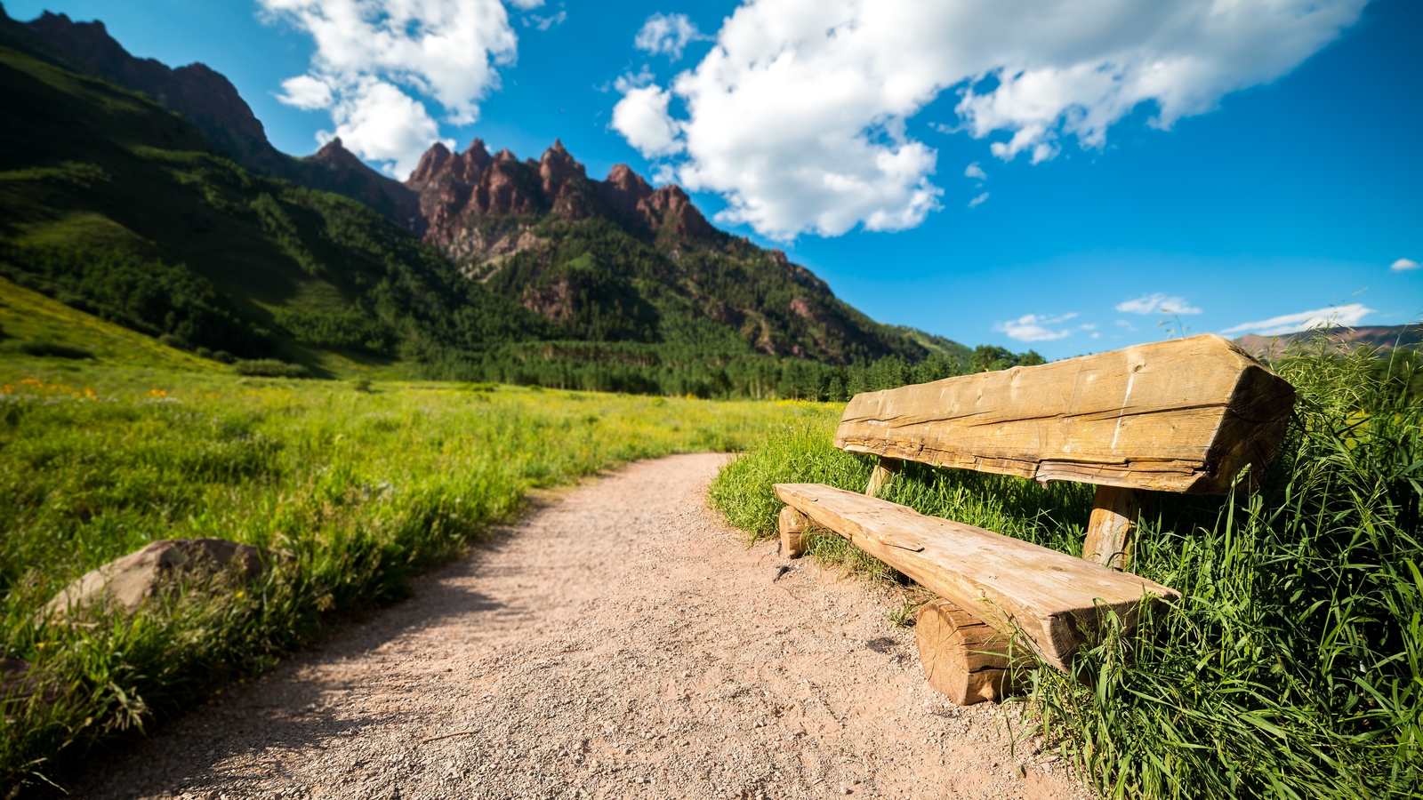 Landscape colorado maroon bells path clouds grass Custom Gaming Mat Desk