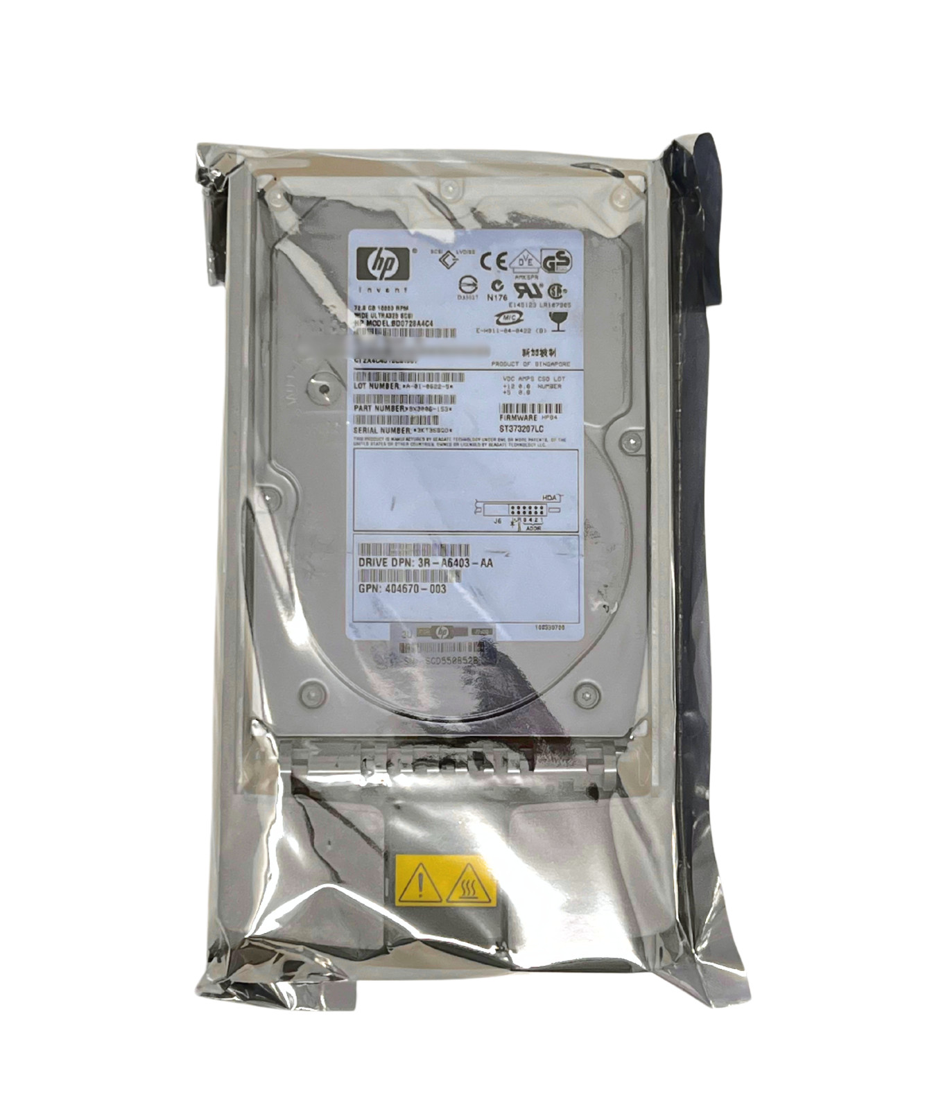 HP 73GB 10K RPM Ultra-320 SCSI 3.5" HDD & Tray 289042-001 286714-B22 ST373207LC