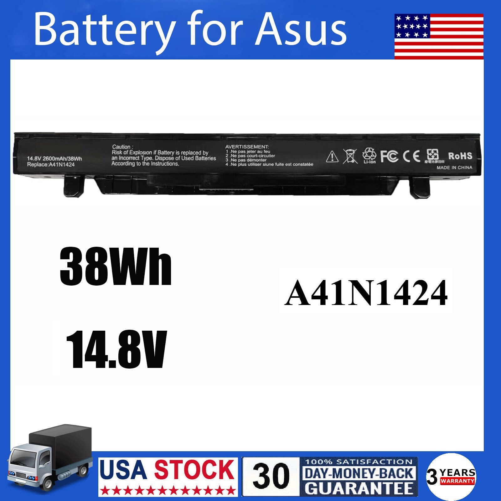 A41N1424 Battery for Asus (ROG) GL552V GL552VW GL552VW-DH74 DH71 GL552JX GL552J