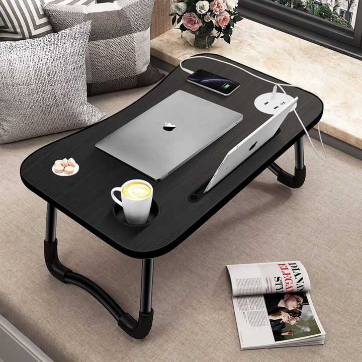 Portable Foldable Laptop Tray Table Multifunctional Laptop Bed Desk with USB Cha