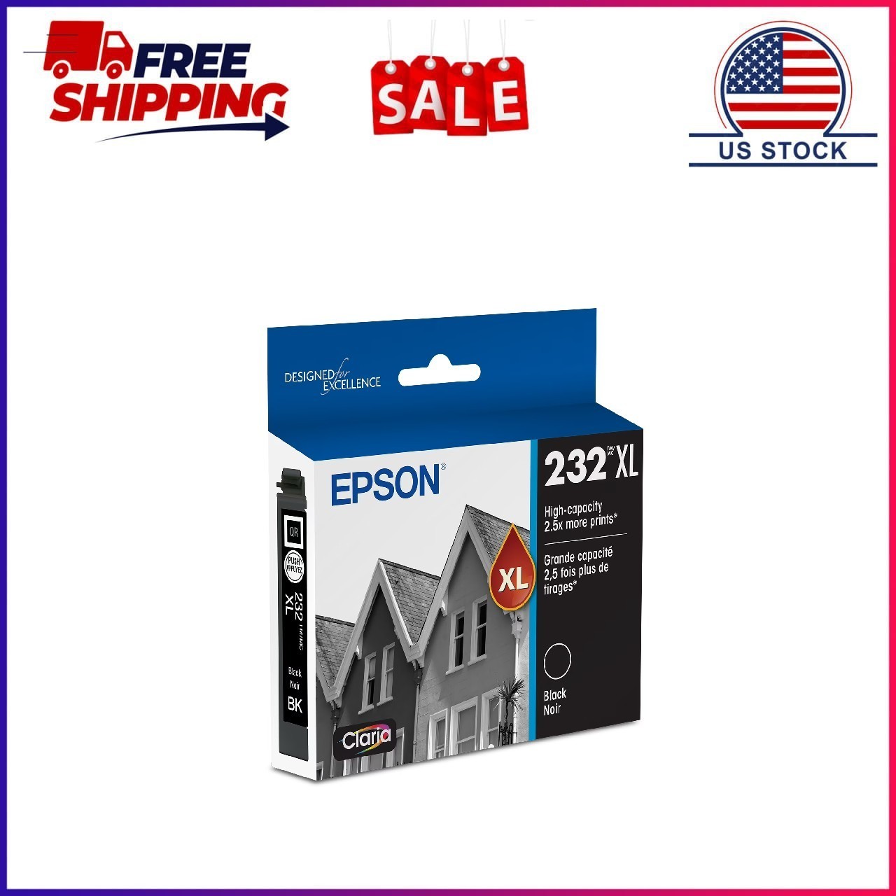 EPSON 232 Claria Ink High Capacity Black Cartridge (T232XL120-S) Works with Work