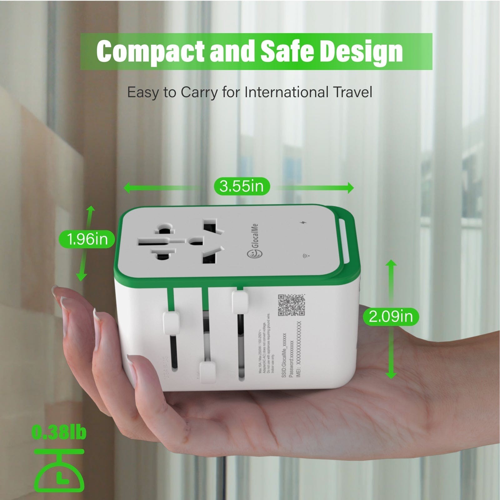 GlocalMe RoamPlug 70W Universal Travel Adapter with 4G WiFi Mobile Hotspot