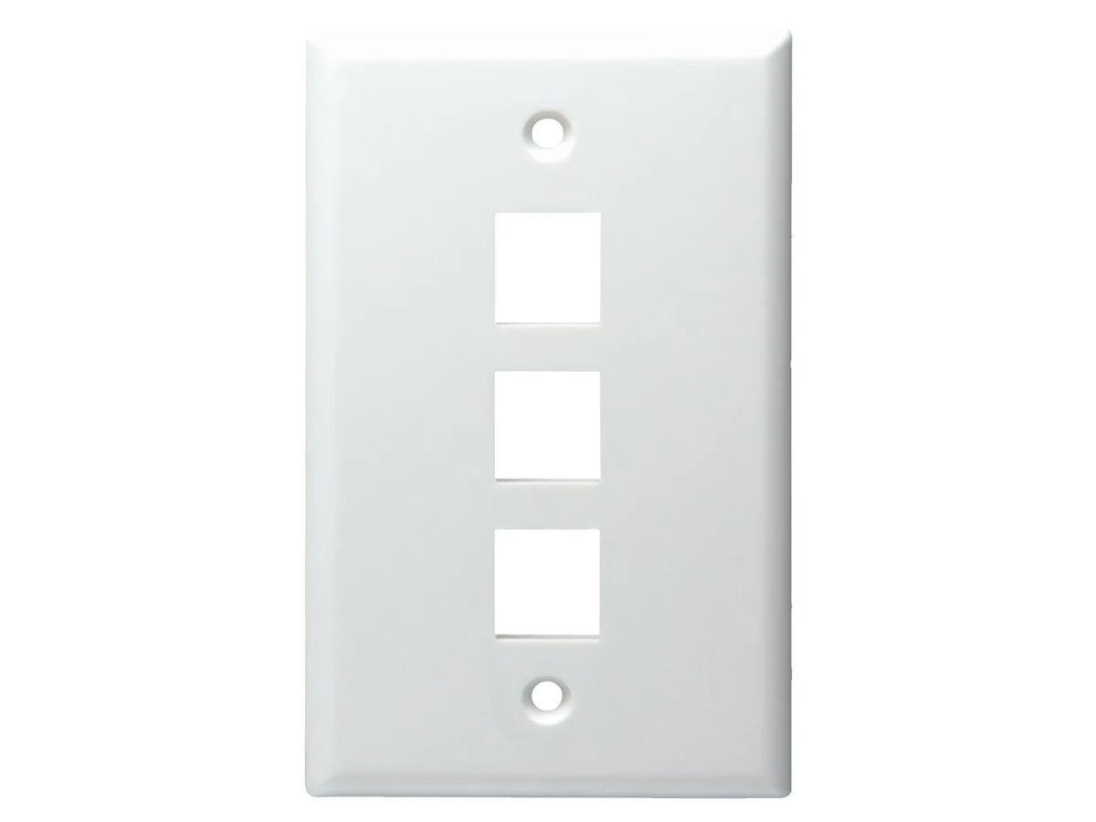 Monoprice Mid-Size Keystone Plate 3 Port, Ultra White, UL